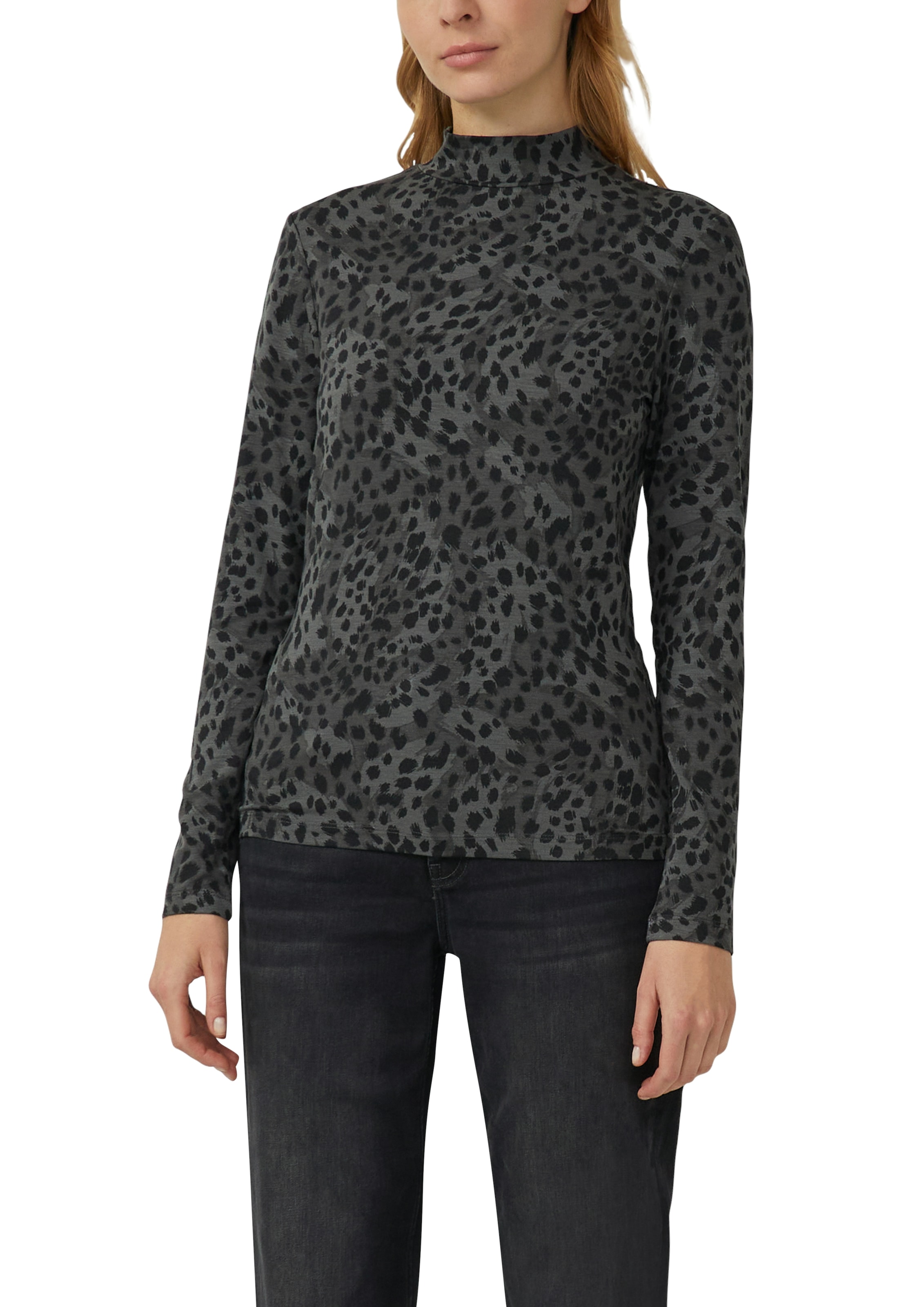 s.Oliver Langarmshirt mit Stehkragen und aus Viskose-Stretch