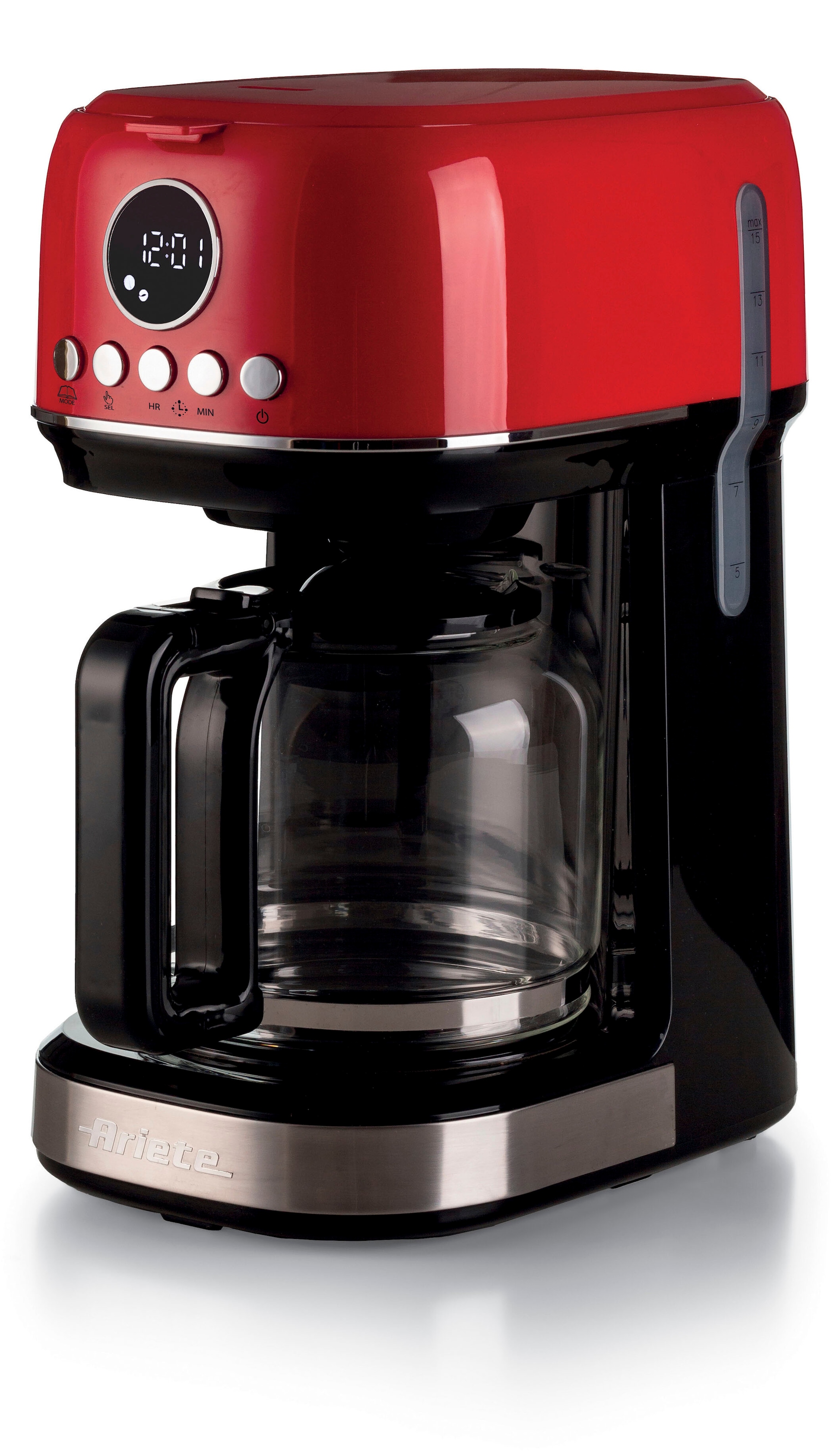 Ariete Filterkaffeemaschine »1396R Moderna rot,1,5 L mit Timer, Programmwahl und Warmhaltefunktion«, Permanentfilter