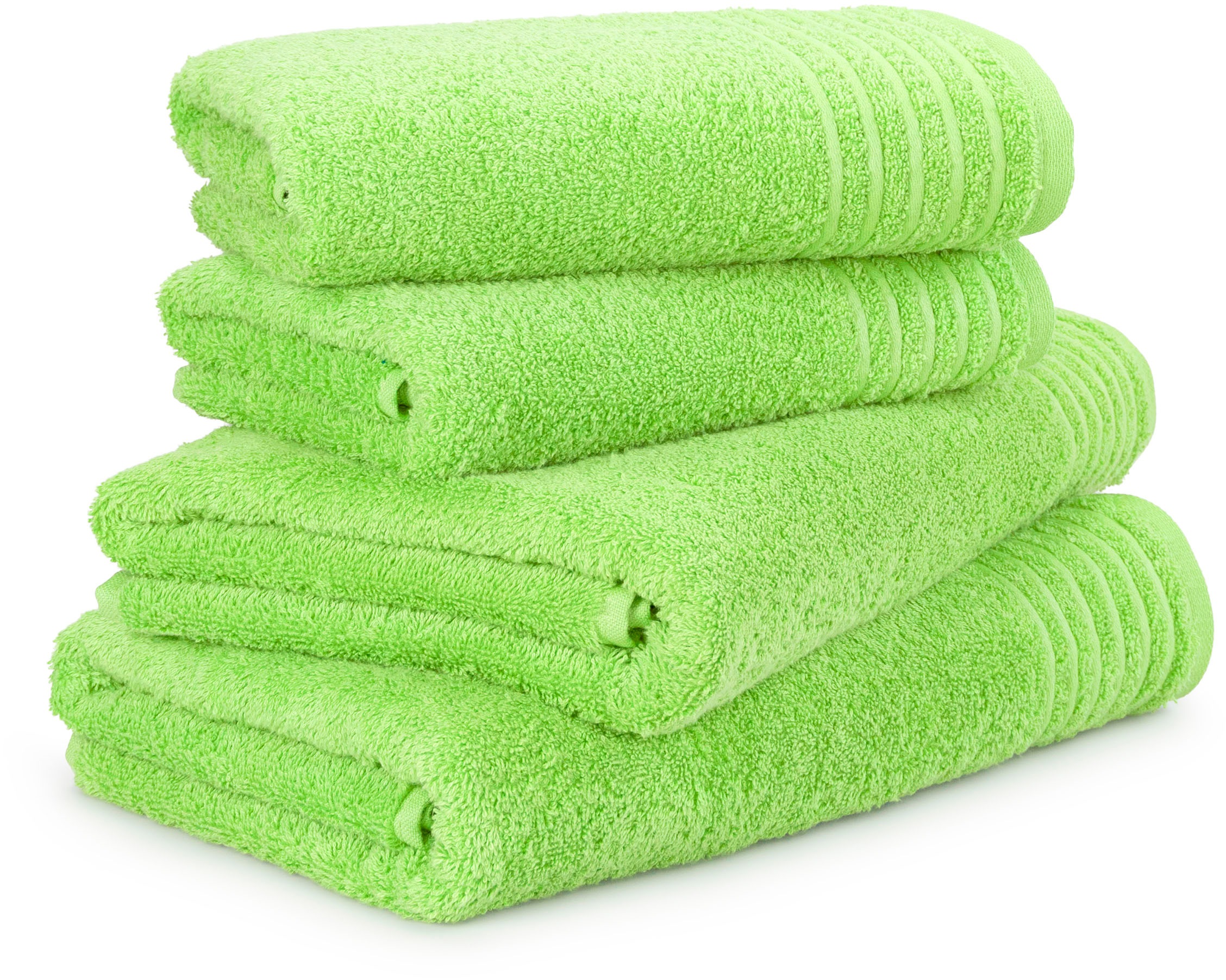 Handtuch Set MÖVE, grün, Walkfrottier, Obermaterial: 100% Baumwolle, Handtuch-Sets, "New Classic", 2x Hand- und 2x Duschtücher, 100% bester Baumwolle