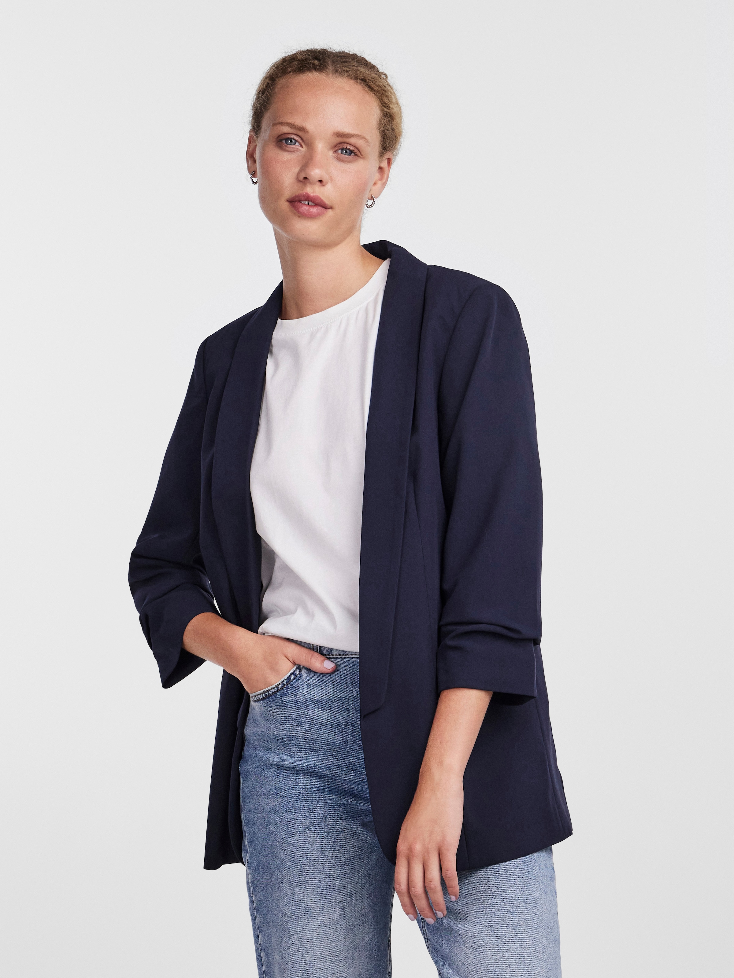 pieces Blusenblazer »PCBOSELLA 3/4 BLAZER NOOS«, mit Faltendetail am Ärmel