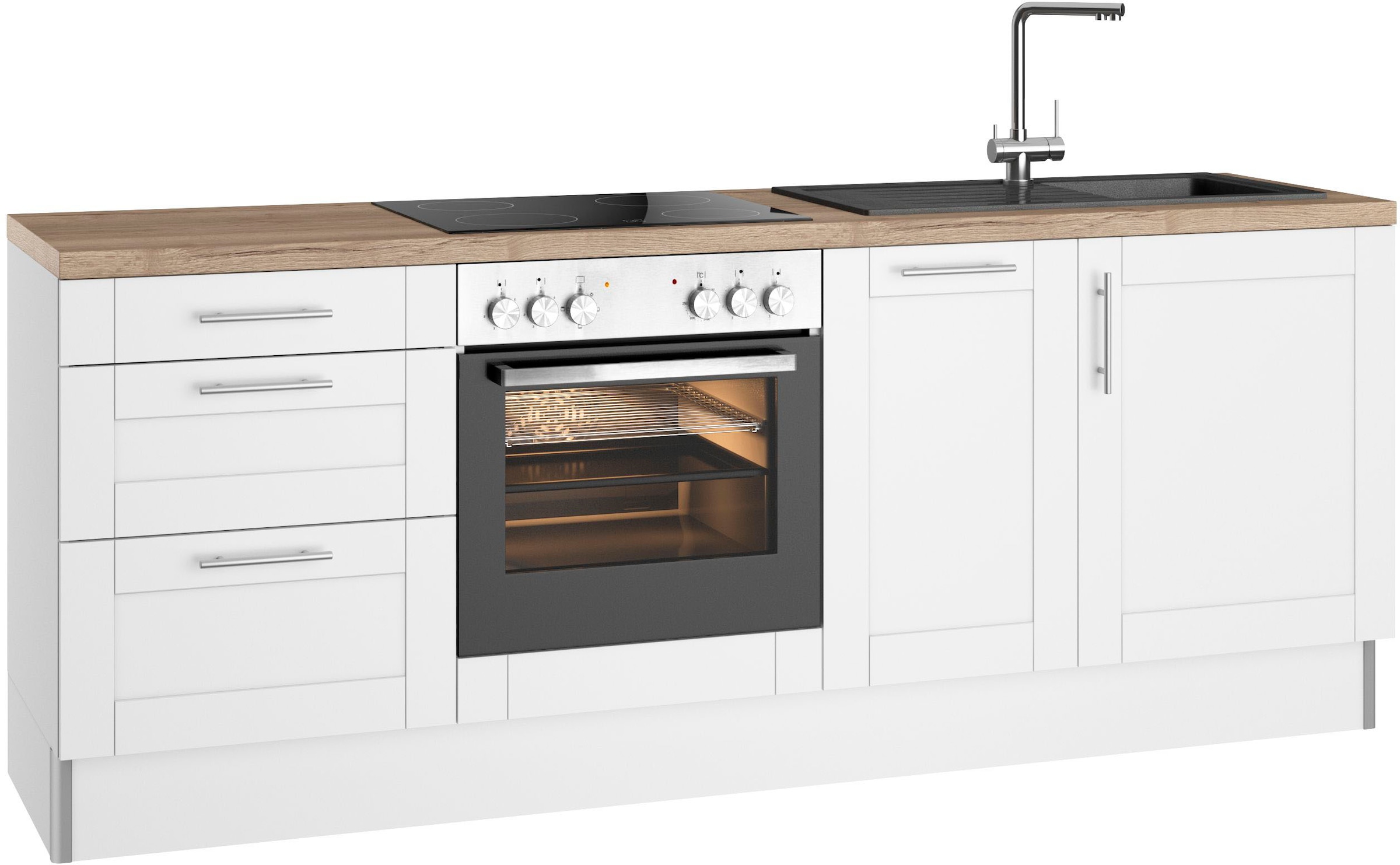 Küche »Ahus«, 225 cm breit,wahlweise mit E-Geräten,Soft Close Funktion, MDF Fronten