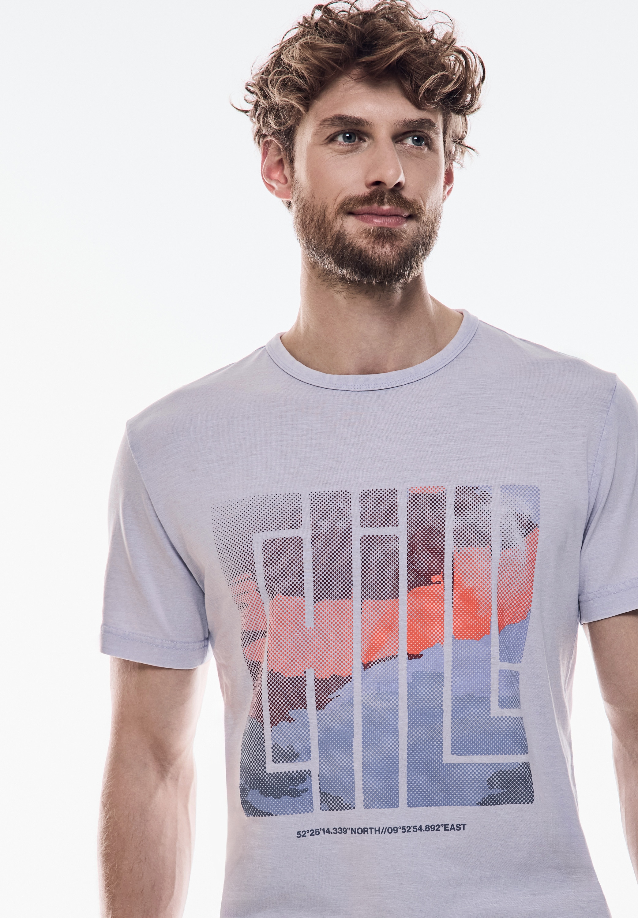 STREET ONE MEN T-Shirt mit Flammgarn