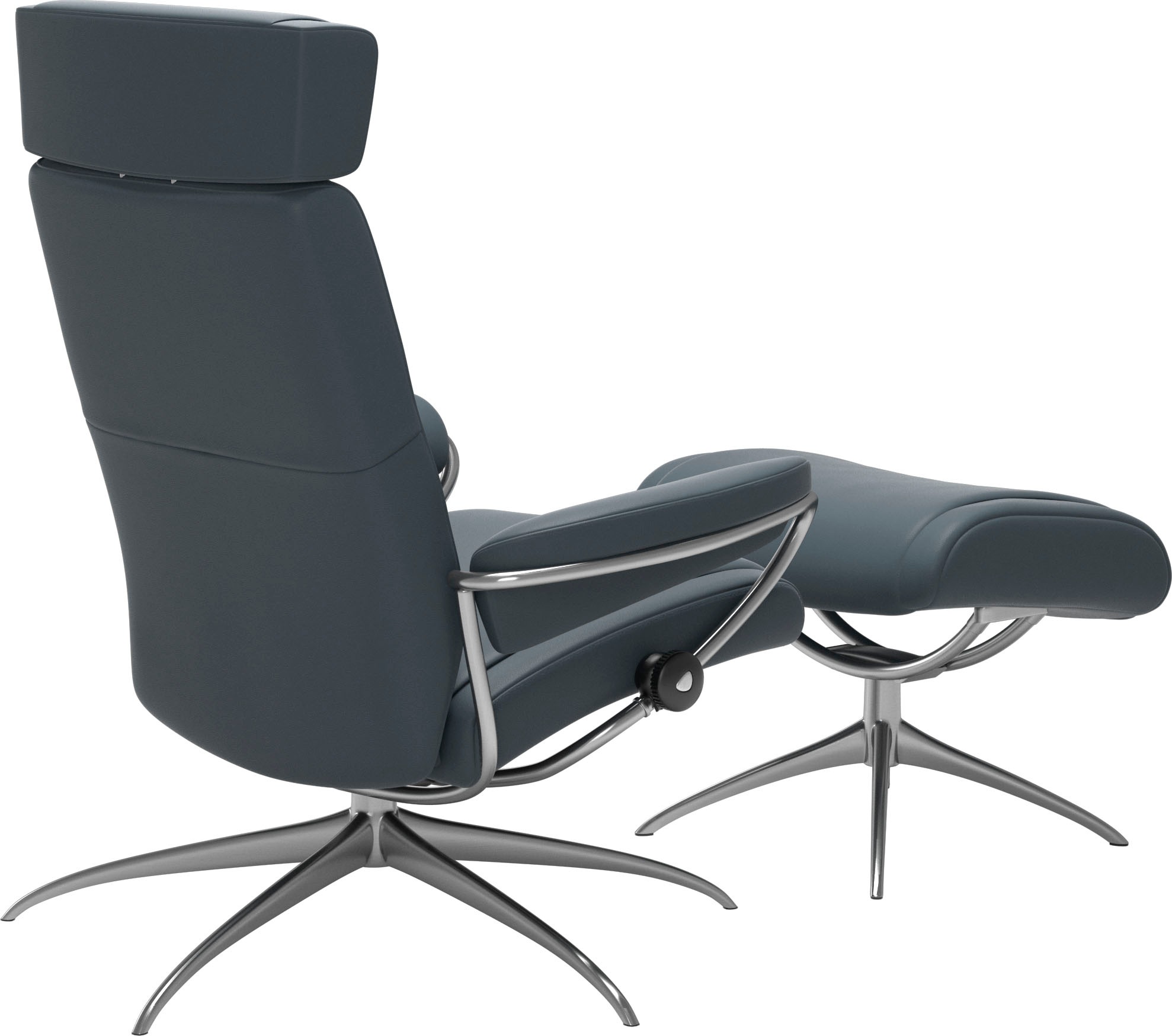 Stressless® Relaxsessel »Paris«, (Set, Relaxsessel mit Hocker), mit Hocker, Low Back mit Kopfstütze, mit Star Base, Gestell Chrom