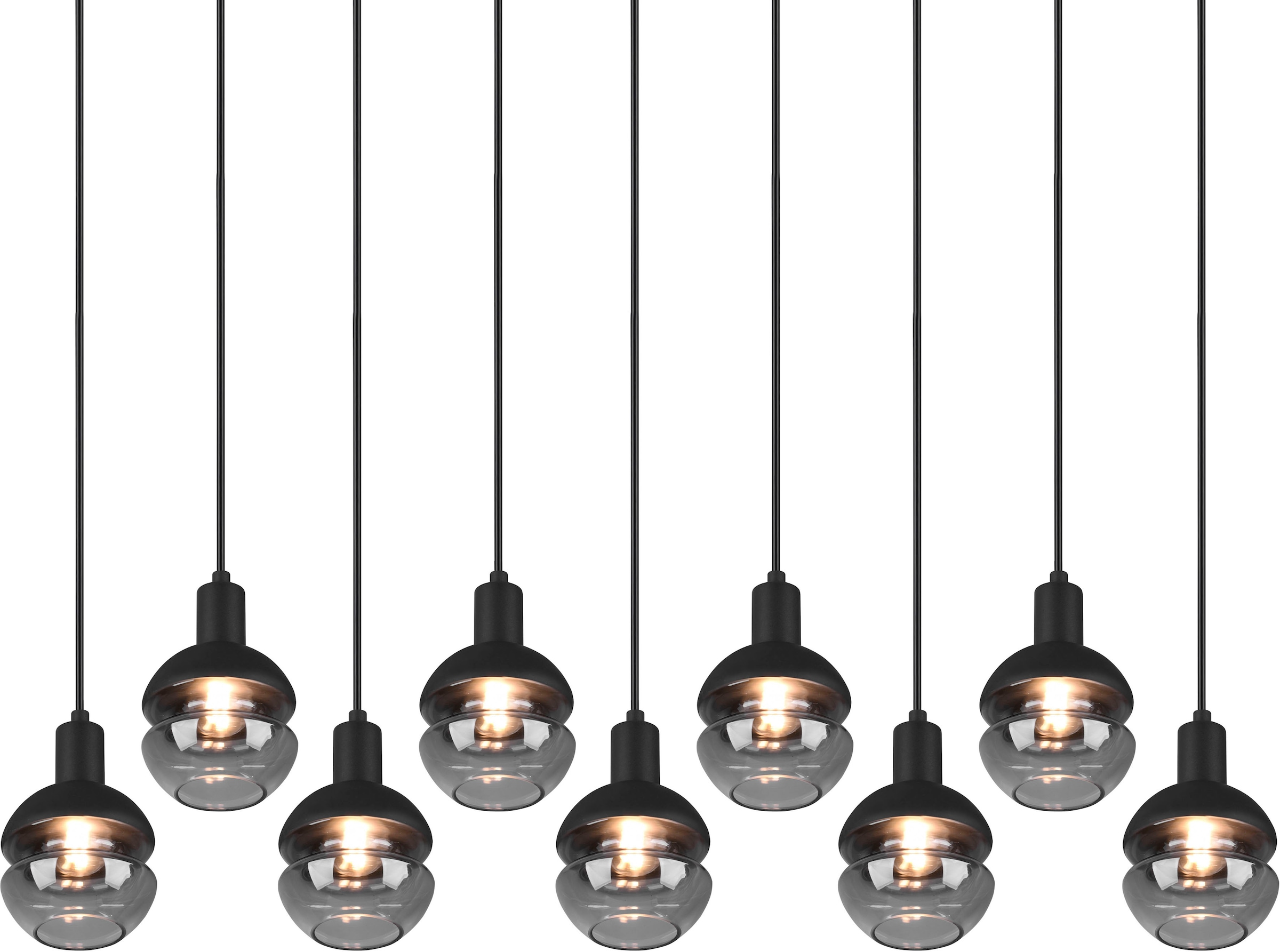 TRIO Leuchten Pendelleuchte »Mela«, 9 flammig, Leuchtmittel E14 | ohne Leuchtmittel, Hängelampe 5-flammig Glasschirm, exkl 9xE14 max 25W höhenverstellbar