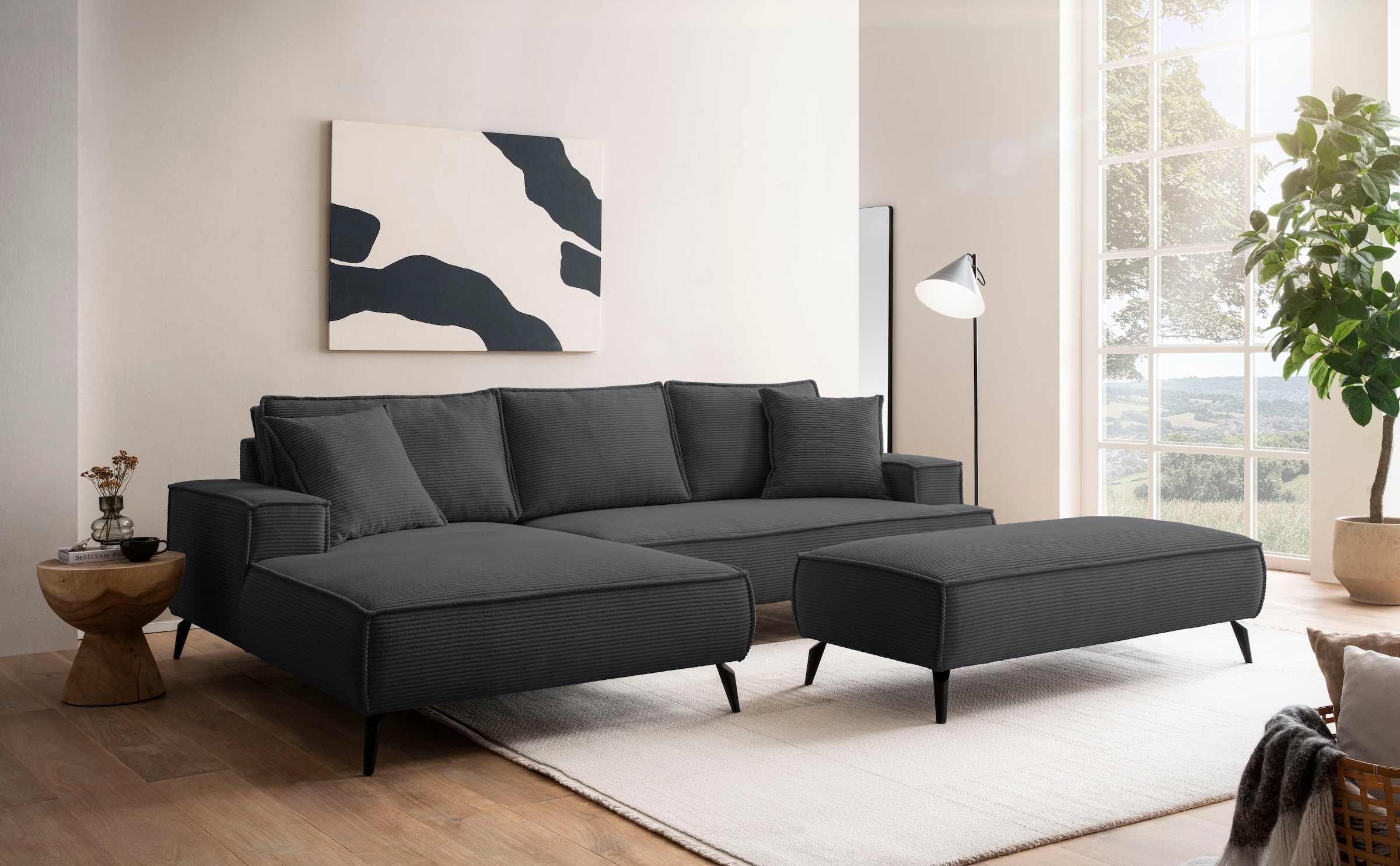 Home affaire Ecksofa "TVINNU, L-Form, 275cm, in Cord und Leinenoptik" wahlw günstig online kaufen