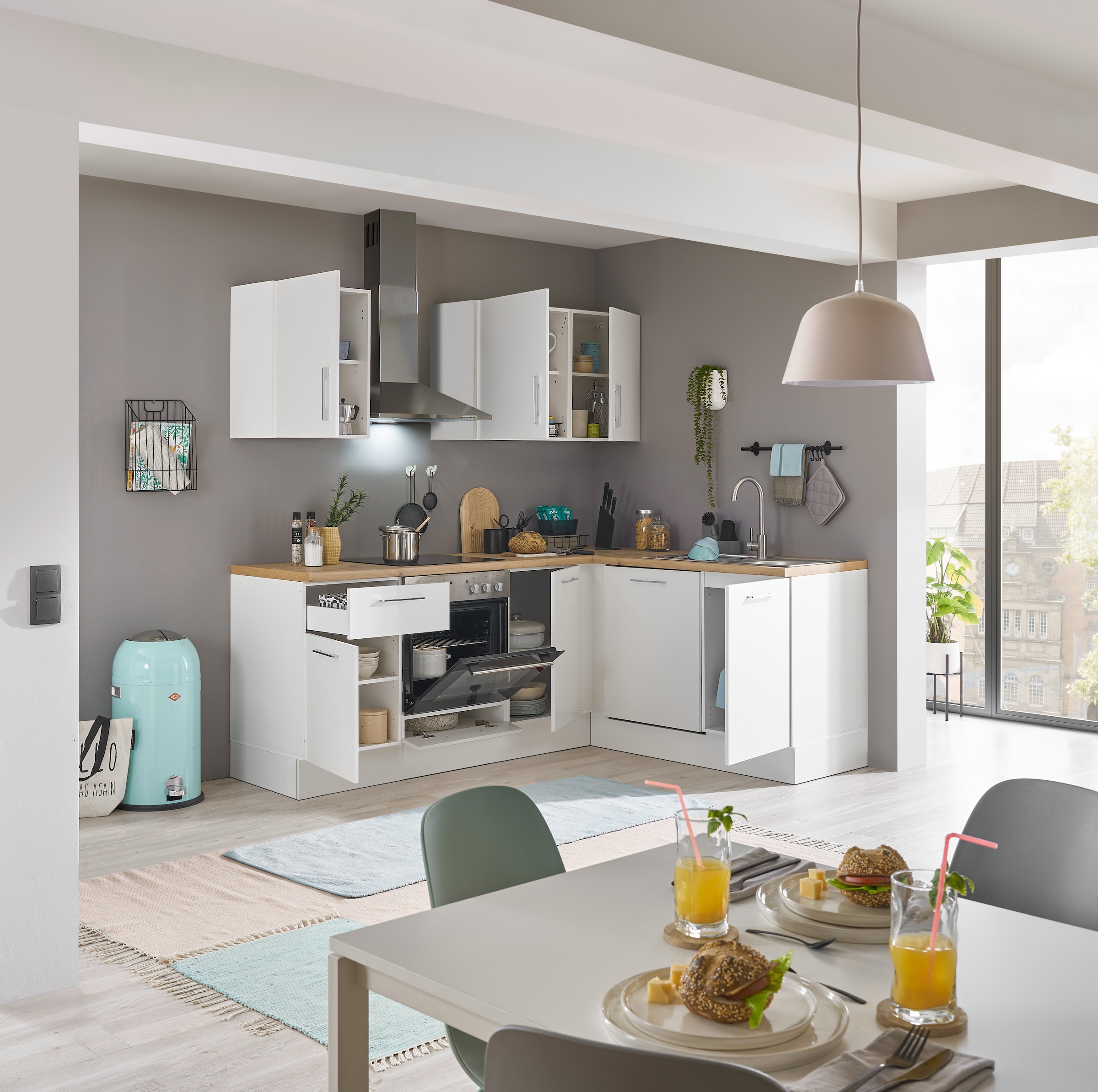 BASIC by Balculina Winkelküche »Turin«, Stellmaße 220x175 cm, wahlweise mit E-Geräten