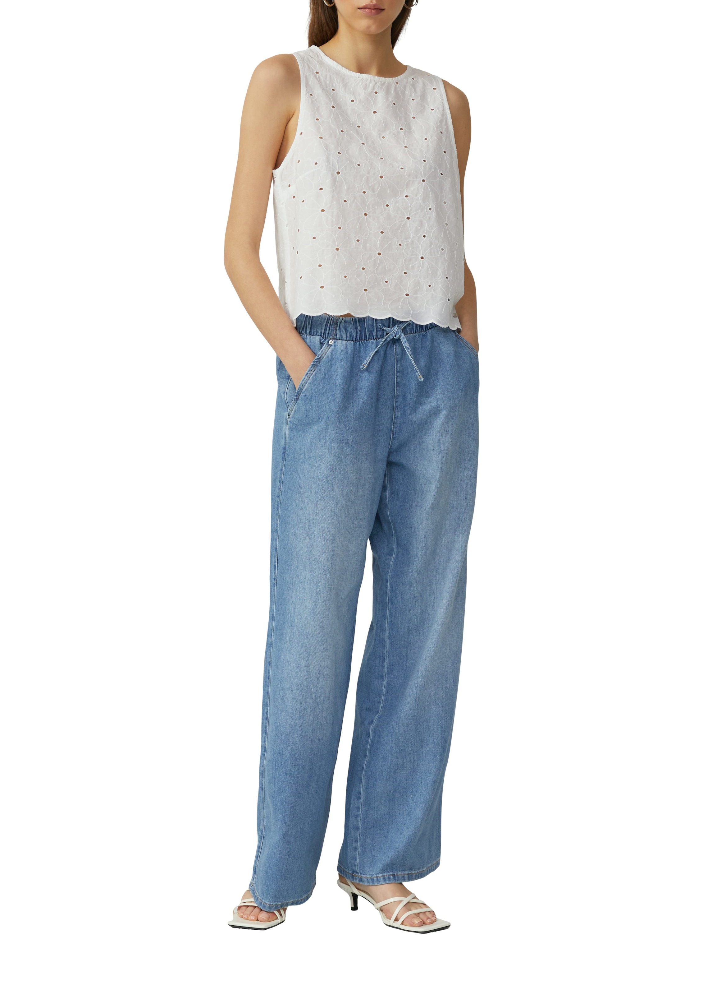 QS Weite Jeans, mit elastischem Bund und Kordelzug