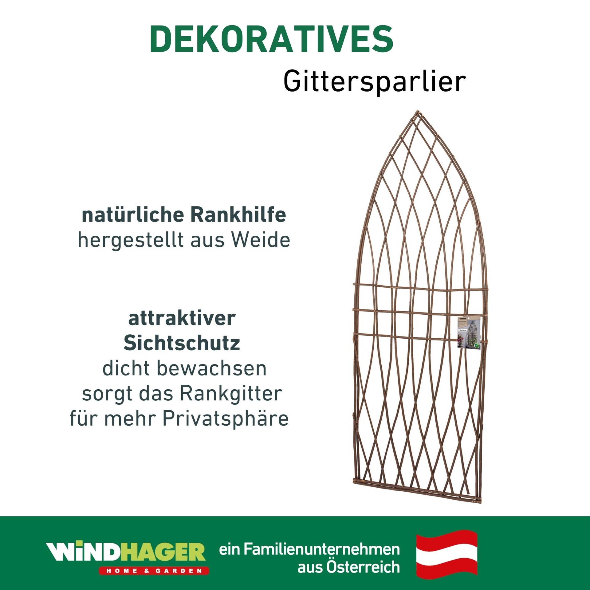 Windhager Rankgitter »aus Weide, Rankhilfe für Kletterpflanze, Natürliche Rankhilfe« Natürliche Rankhilfe, 55x150cm, Spitzbogen