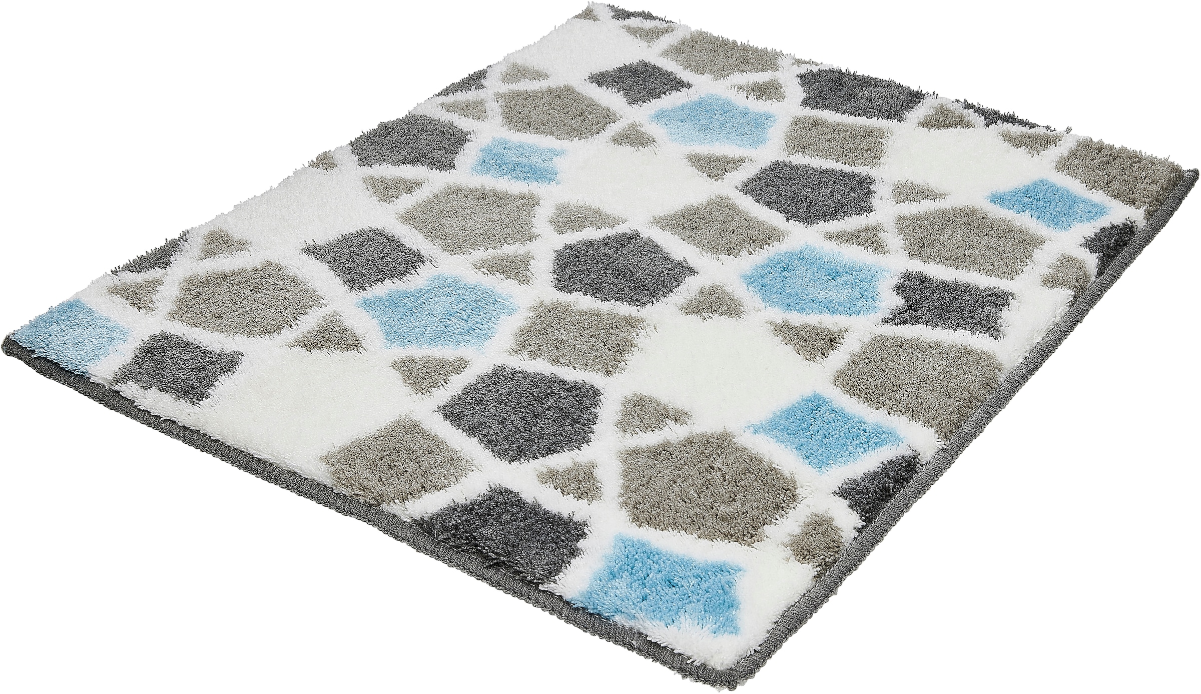 Kleine Wolke Badematte "Sintra, Badvorleger, Badezimmer Teppich" Höhe 15 mm rutschhemmend beschichtet fußbodenheizungsgeeignet Badteppich, modernes Mosaikdesign