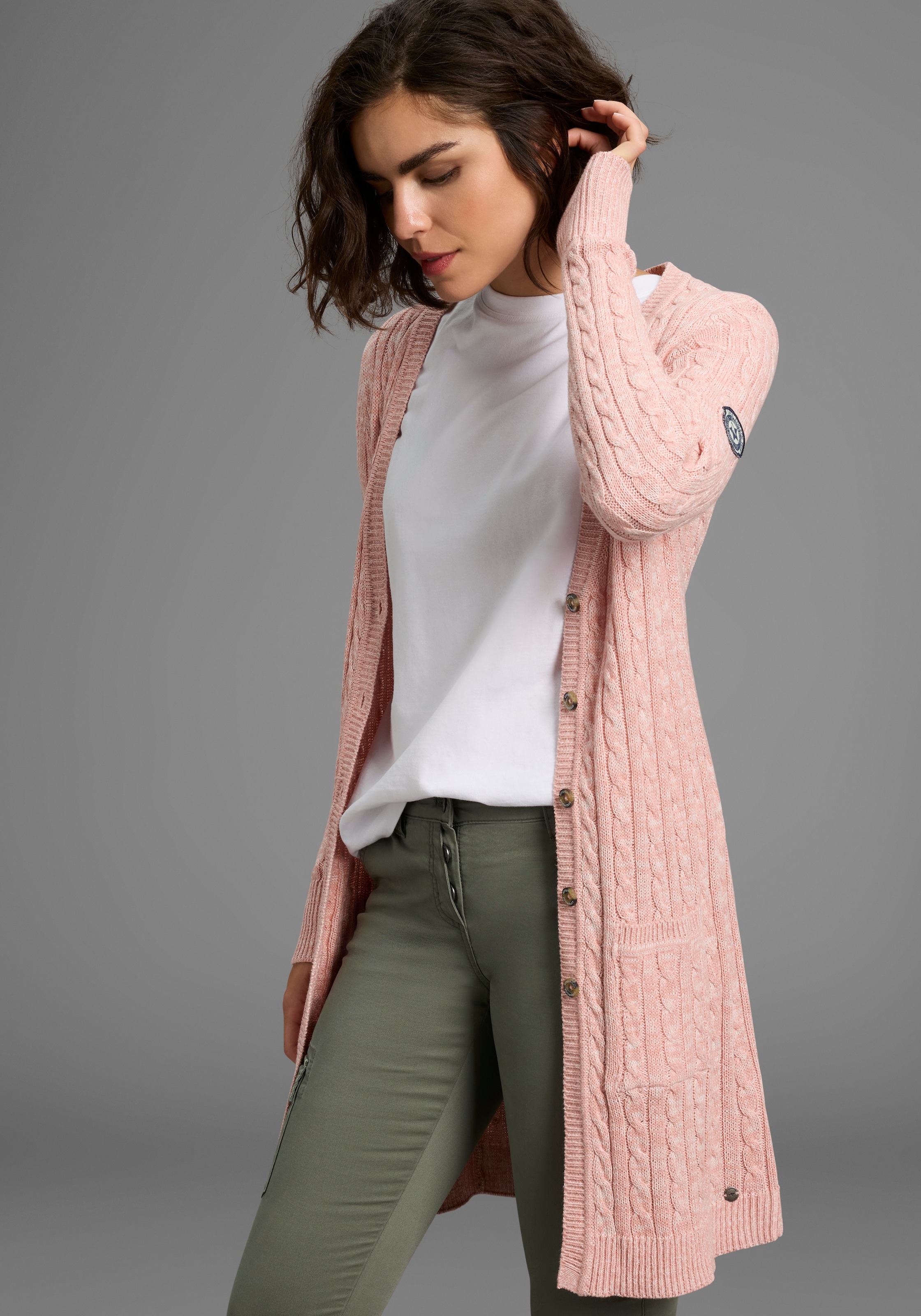 KangaROOS Longstrickjacke mit trendigem Zopfmuster und günstig online kaufen