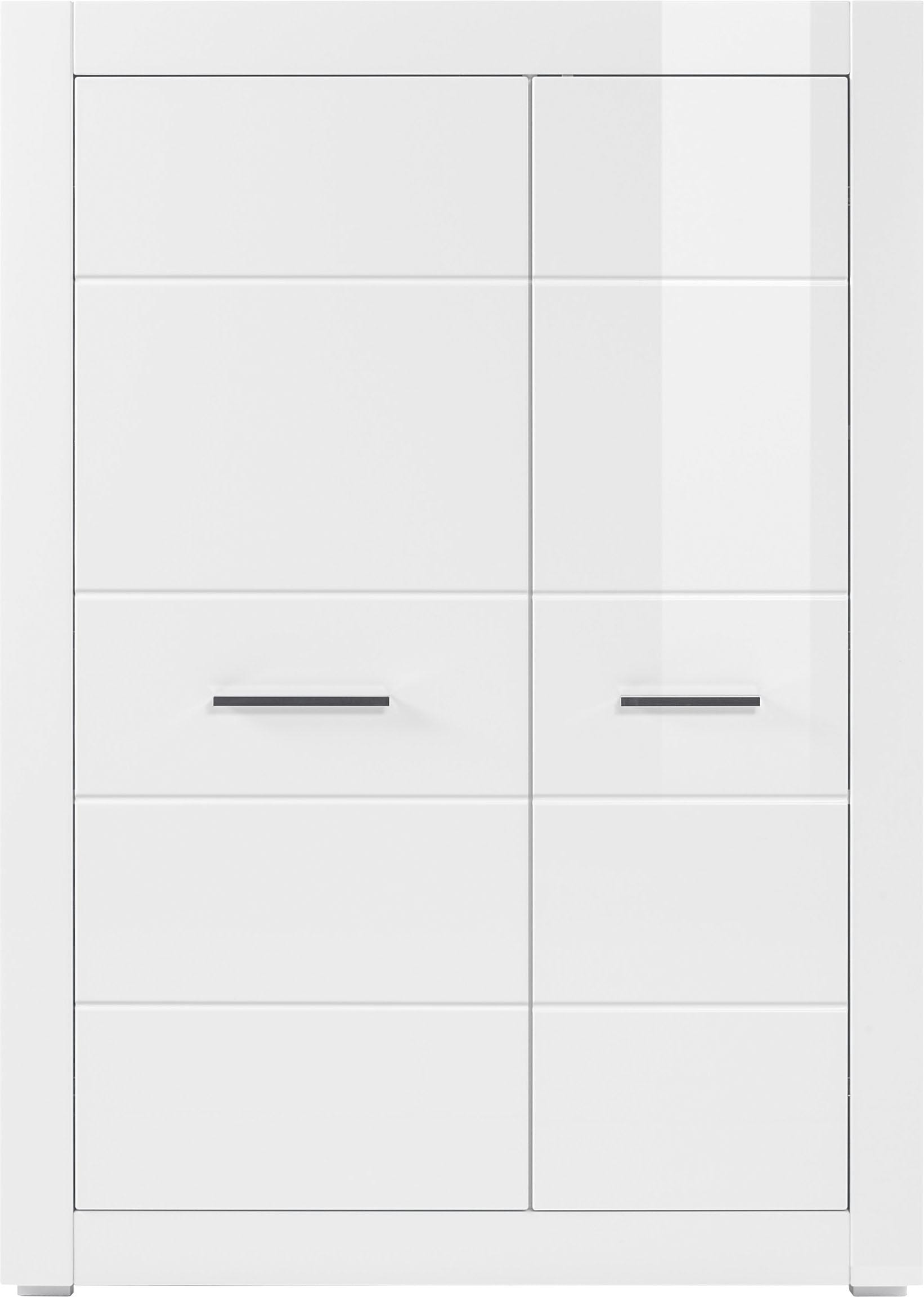 Home affaire Mehrzweckschrank "Bianco, moderner Schrank, Wohnzimmerschrank in Weiß Hochglanz" silberne Metallgriffe, universal einsetzbar, ausreichend Stauraum