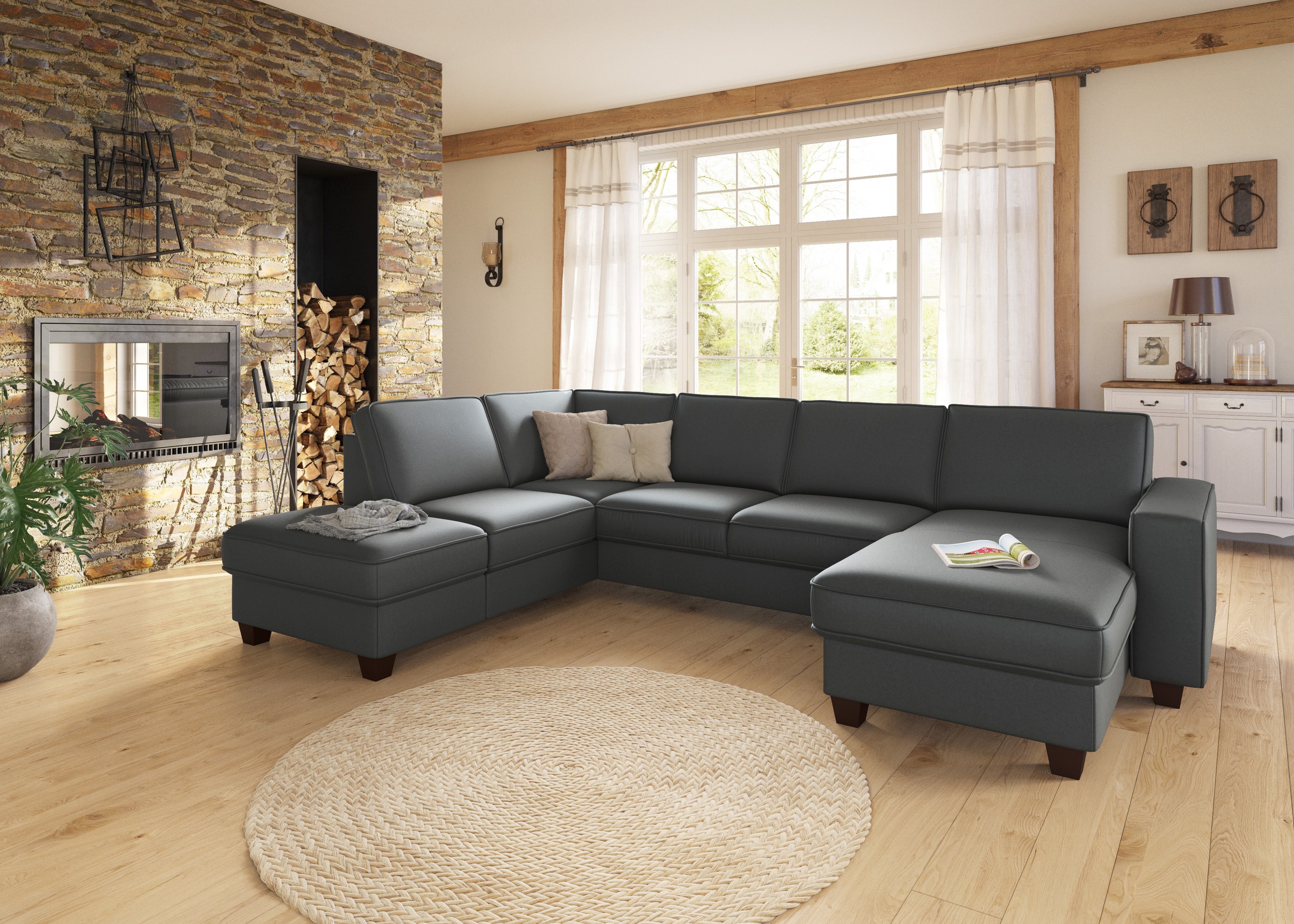 Home affaire Wohnlandschaft "County U-Form" wahlweise Ottomane links oder r günstig online kaufen