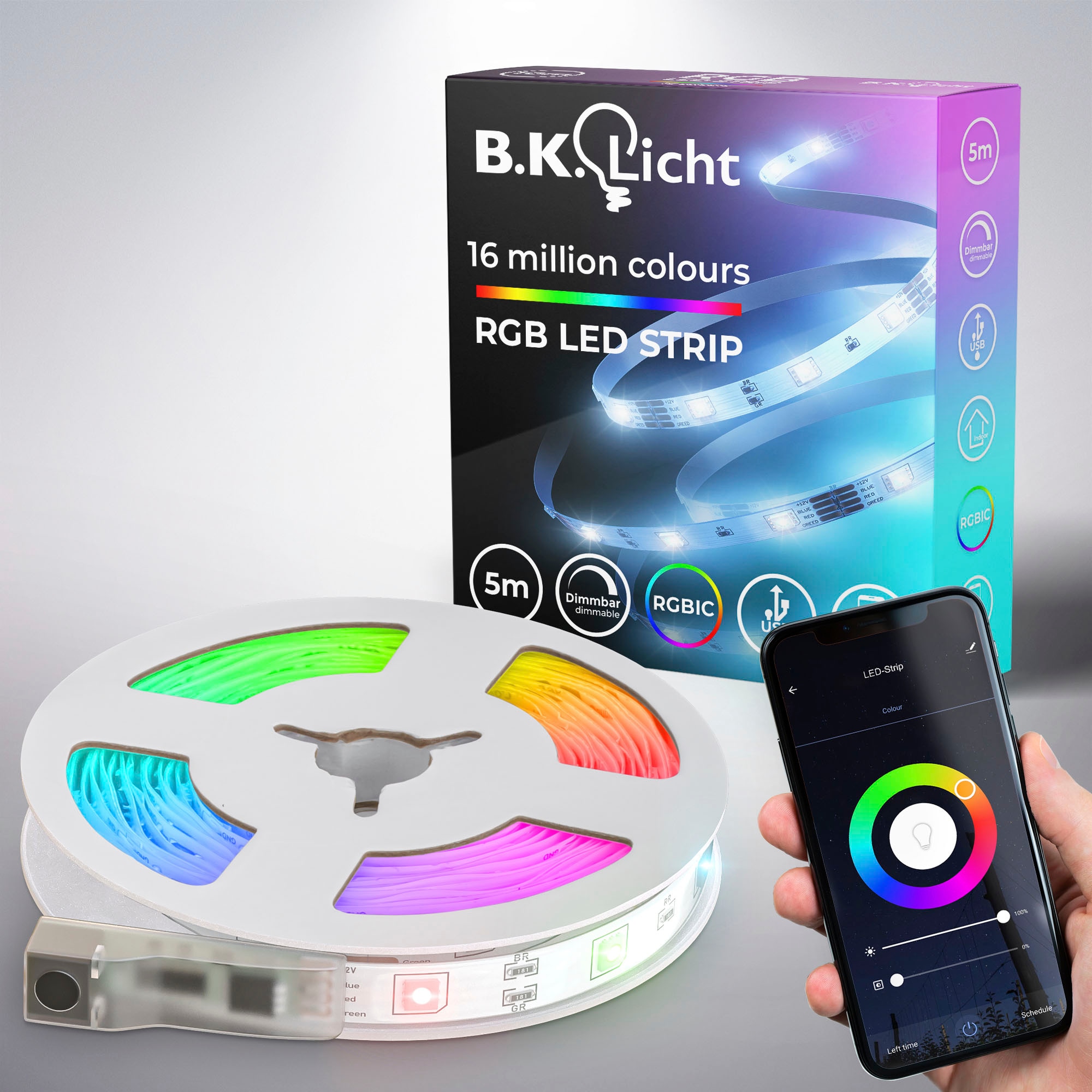 B.K.Licht LED-Streifen »Wifi RGBIC | St.-flammig, 150 LED smartes Lichtleiste, USB«, Band, Musiksensor, BAUR mit bestellen Selbstklebend
