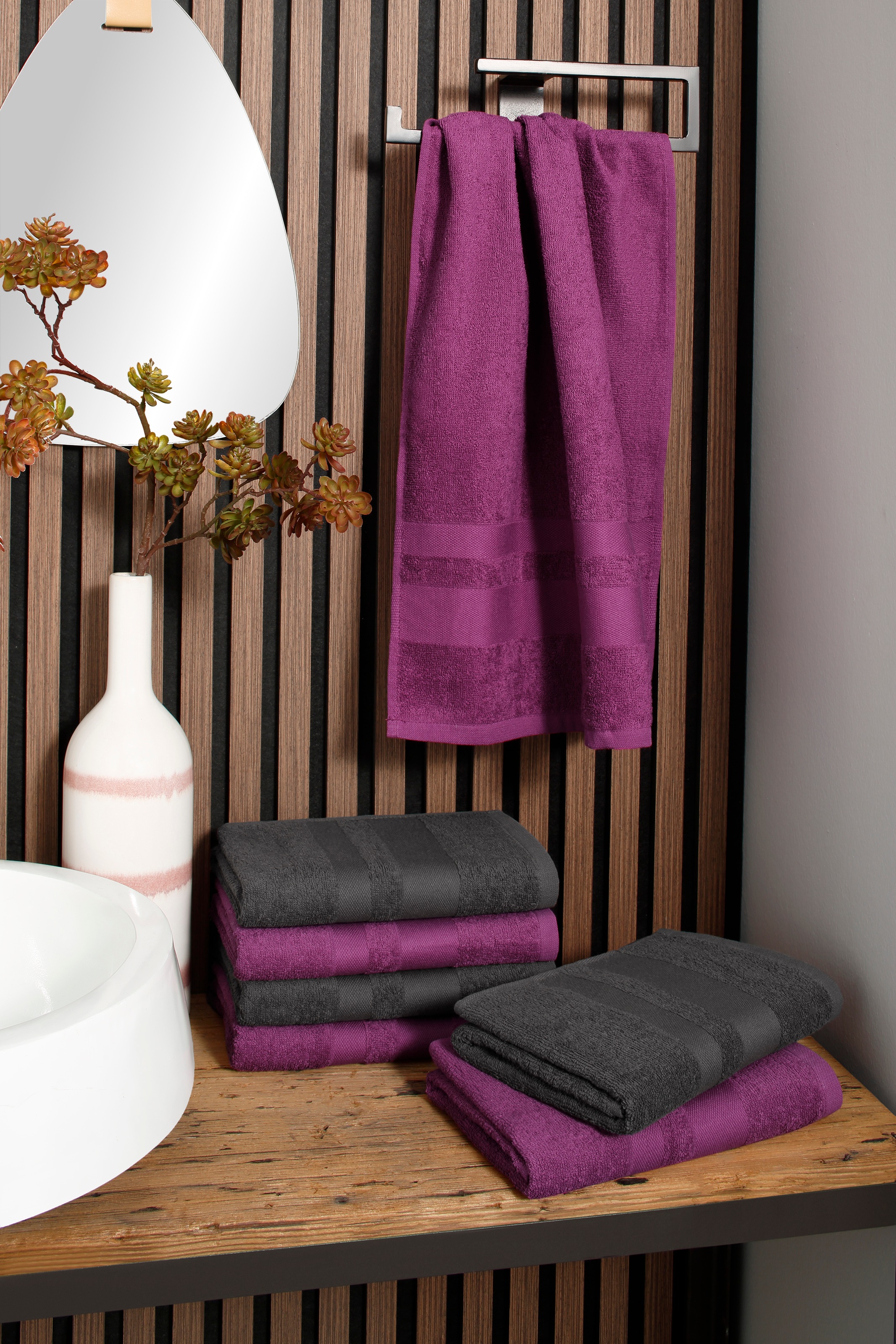 OTTO home Handtücher »Vanessa, als Set und Serie erhältlich, 8 Handtücher, 50x100cm« Handtücher mit Bordüre, 100% Baumwolle, einfarbig, weich