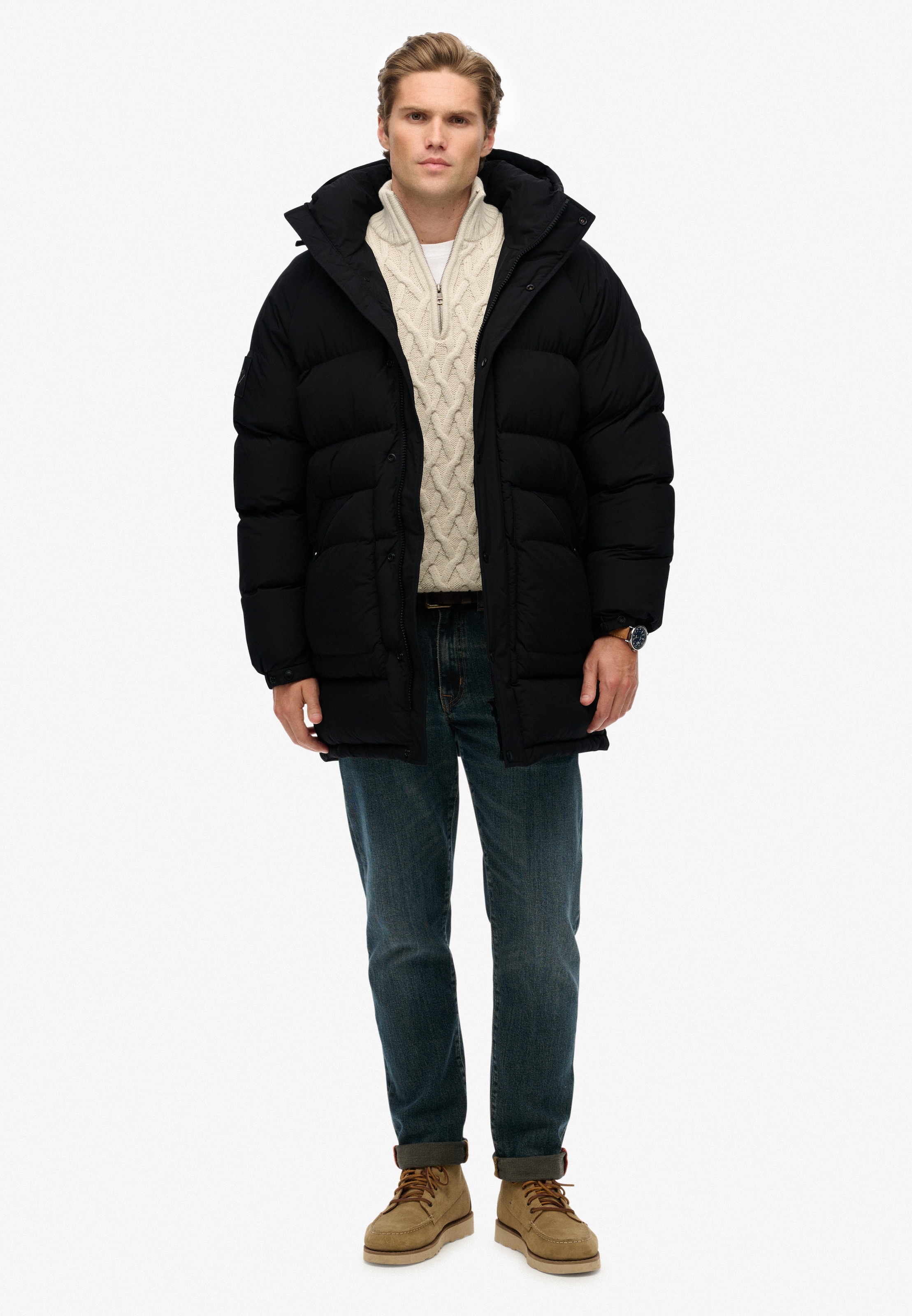 Superdry Steppjacke »XPD LONGLINE BAFFLE PARKA« mitKapuze