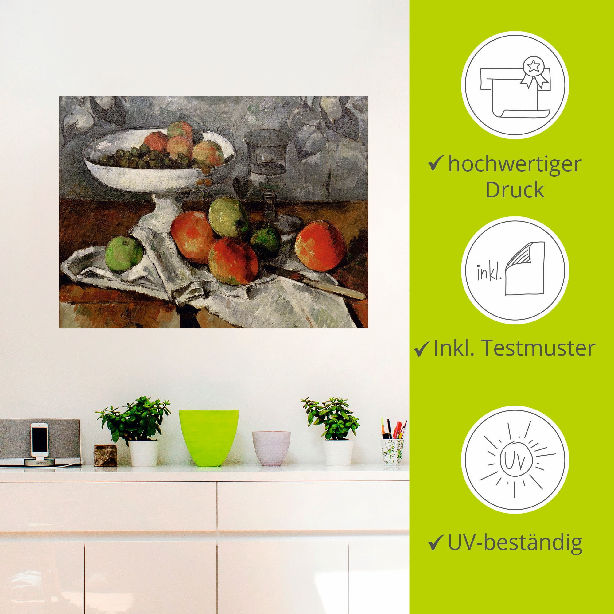 Artland Wandbild »Stillleben mit Obstschale«, Arrangements, (1 St.), als Poster, Wandaufkleber in verschied. Größen