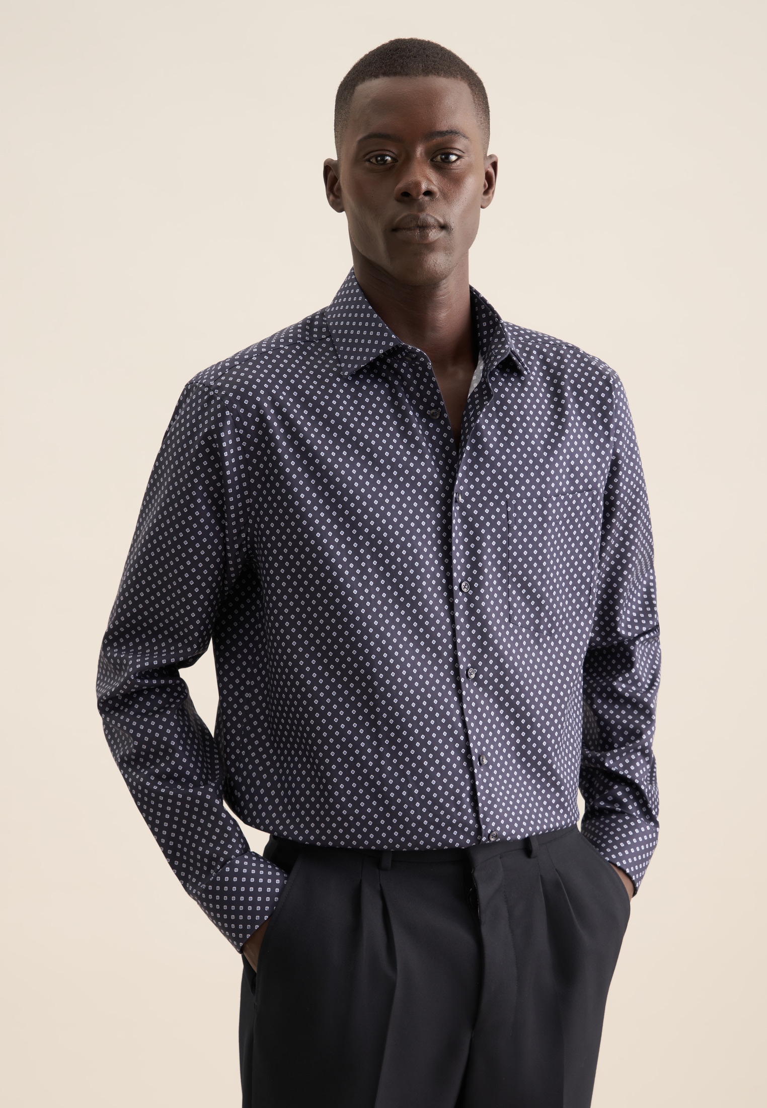 seidensticker Businesshemd "Regular", Regular 1/1 Kentkragen Druck günstig online kaufen