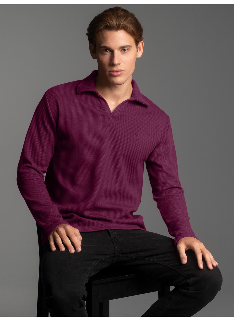 Trigema Poloshirt "TRIGEMA Langarm Poloshirt ohne Knopfleiste in Waffelopti günstig online kaufen