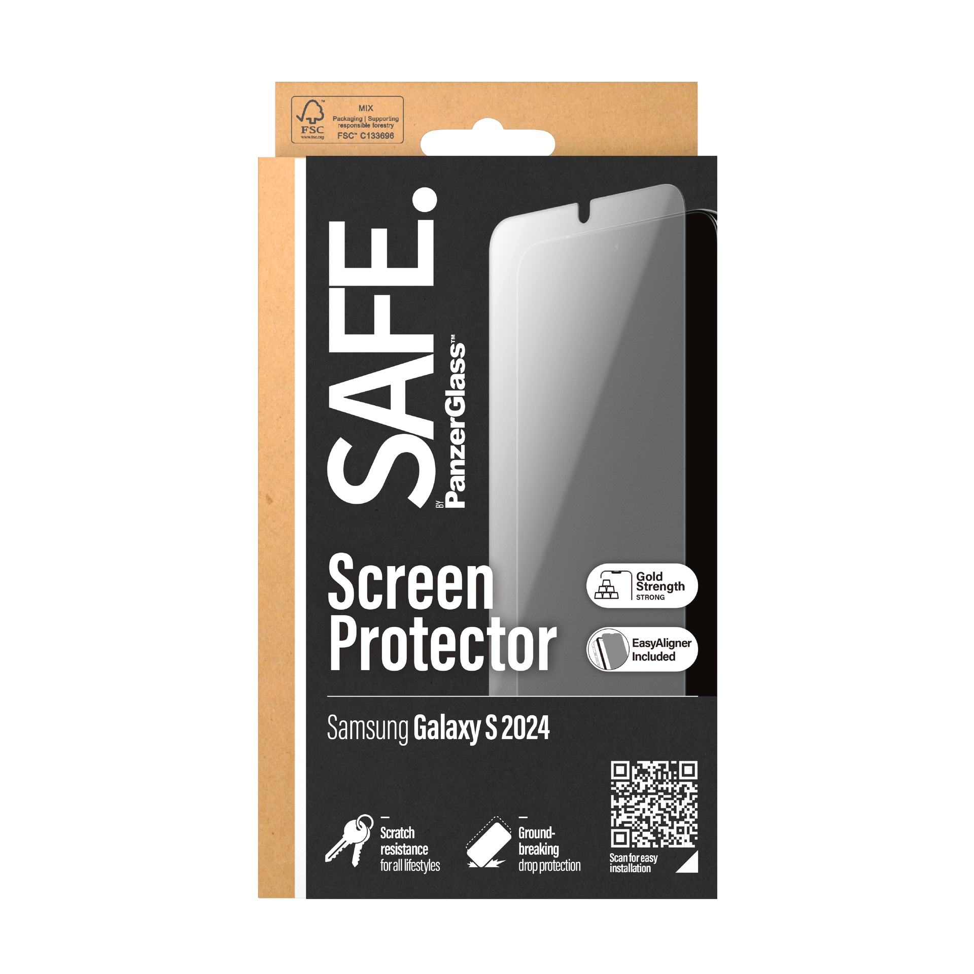 SAFE by PanzerGlass Displayschutzglas »Ultra Wide Fit Screen Protector«, für Samsung Galaxy S24, Displayschutzfolie, stoßfest, kratzbeständig