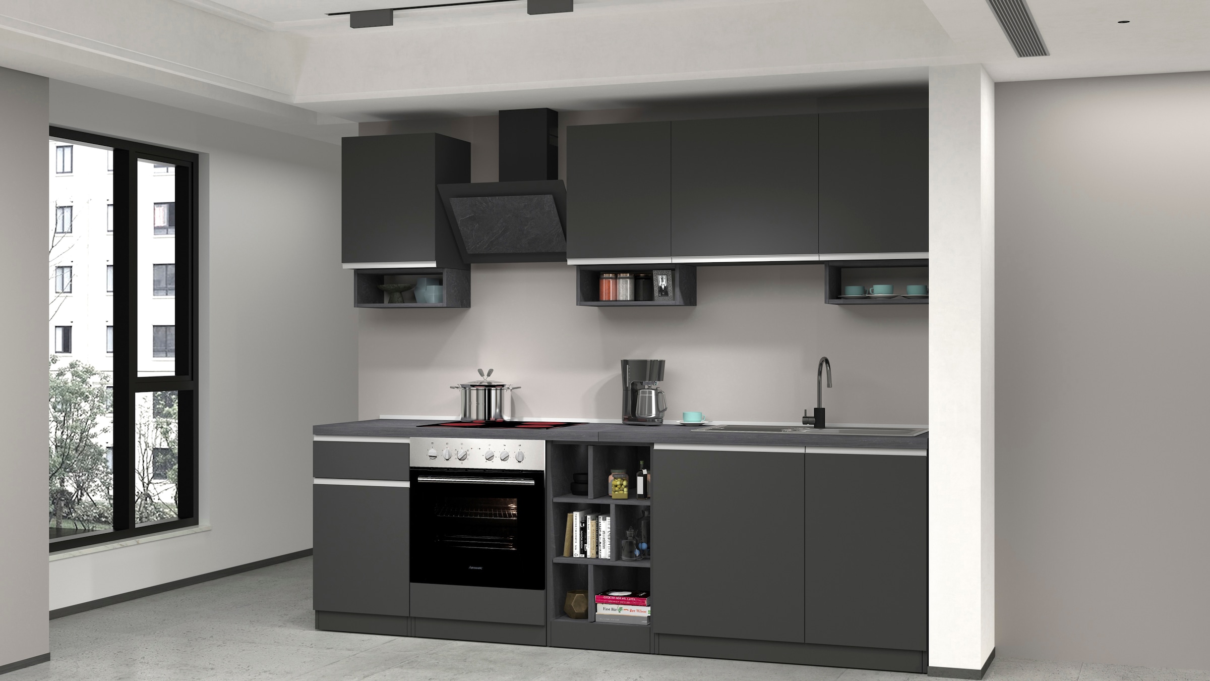 KOCHSTATION Küchenzeile »KS-Sole«, Breite 256 cm, mit Geschirr-Abtropfschrank, ohne E-Geräte