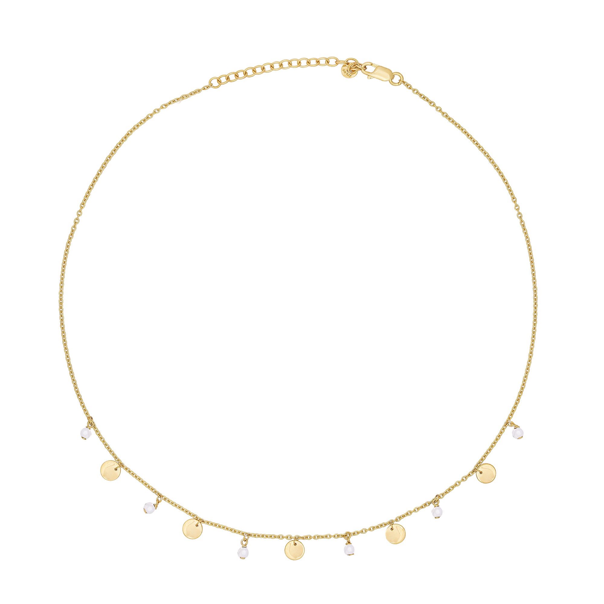 CAÏ Collierkettchen »925 Silber vergoldet Rosenquarz Plättchen«