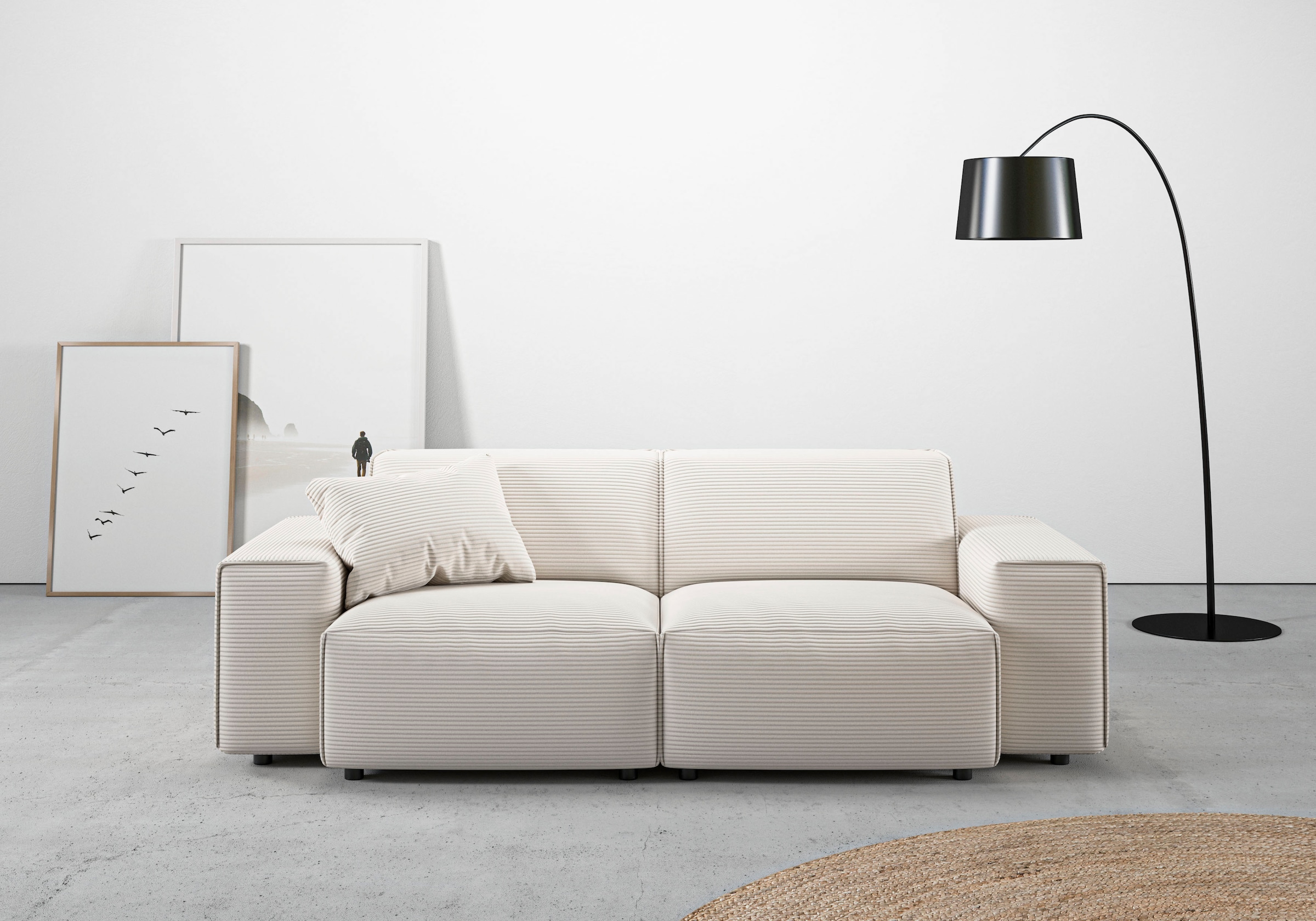 Home affaire 2,5-Sitzer "Glimminge auch in Breitcord, Feincord + Easy care-Bezug" besondere Kedernähte, Zierkissen