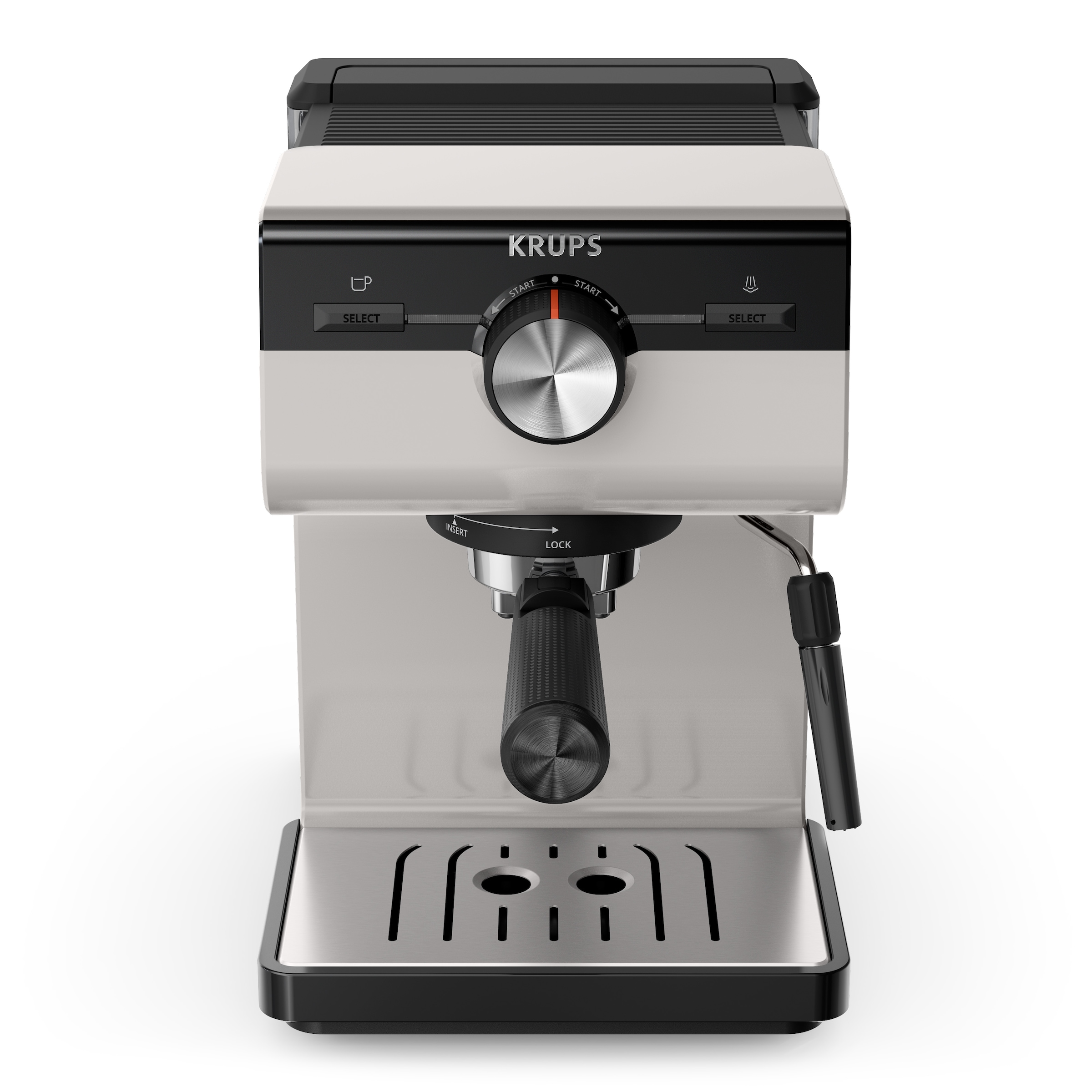 Krups Siebträgermaschine »XP381B Authentic«, intuitives Bedienfeld, Milch-Aufschäumdüse, 2 Siebeinsätze