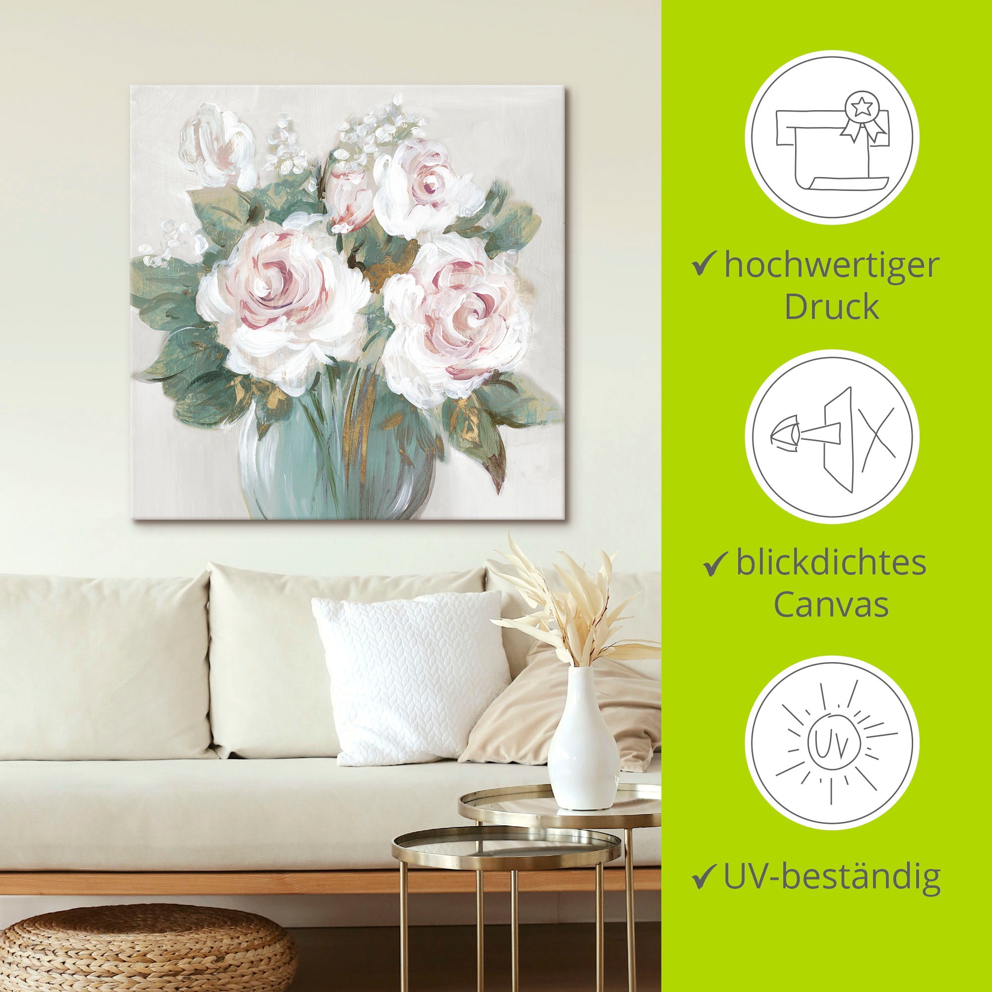 Artland Wandbild »Goldener Blumenstrauß«, Blumenbilder, (1 St.), als Alubild, Outdoorbild, Leinwandbild, Poster in verschied. Größen