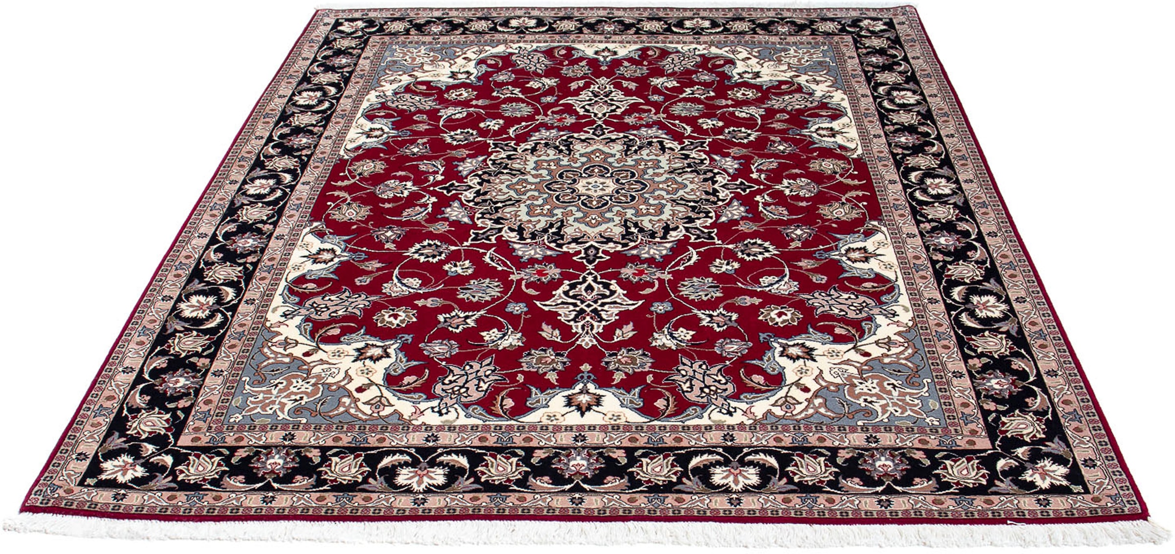 morgenland Orientteppich "Perser - Täbriz - Royal - 184 x 154 cm - dunkelrot", rechteckig, Wohnzimmer, Handgeknüpft, Ein