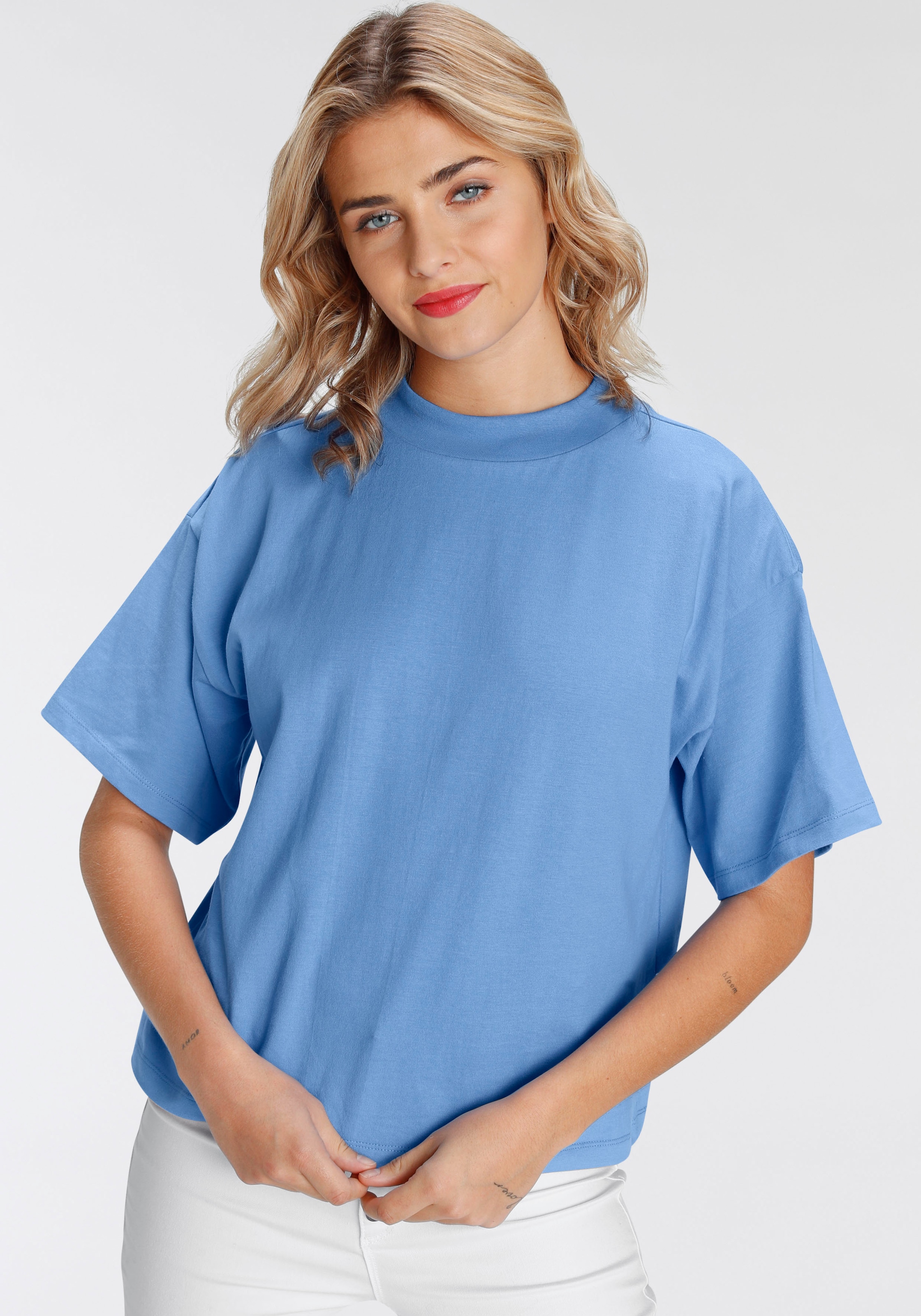 AJC Oversize-Shirt, mit BAUR Rippen-Rundhalsausschnitt für | modisch breitem kaufen