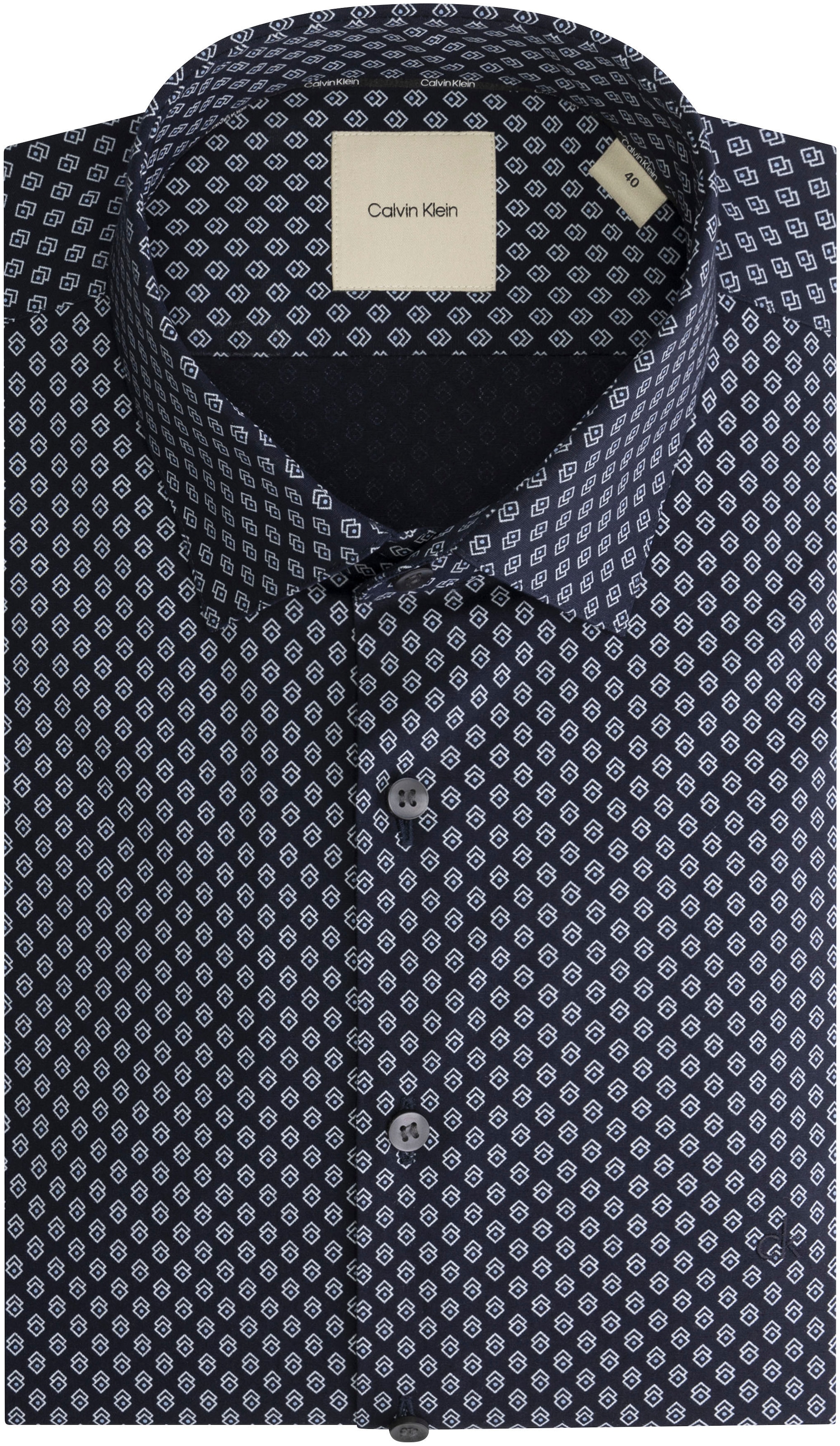 Calvin Klein Langarmhemd POPLIN 2TONES PRINT SLIM SHIRT mit Logostickerei günstig online kaufen