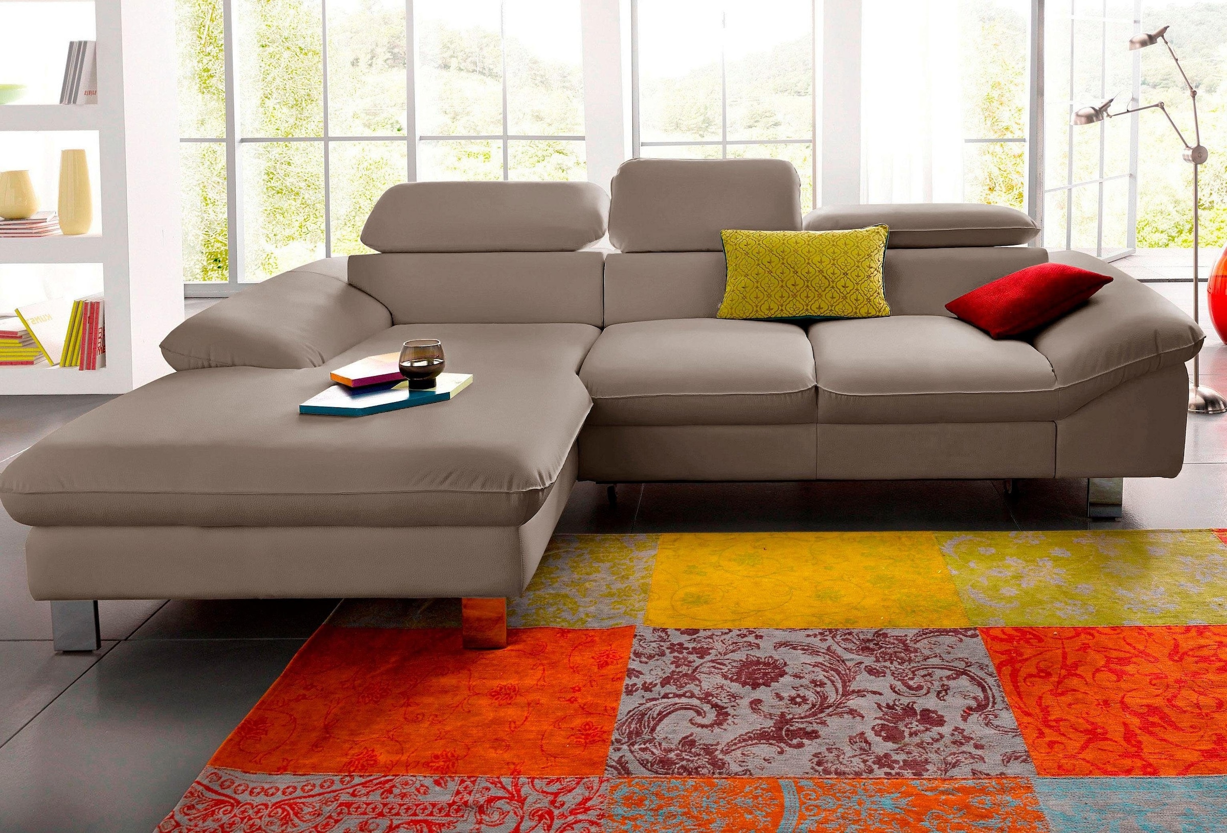 COTTA Polstergarnitur »Driver L-Form«, (Set), Set bestehend aus: Ecksofa mit Kopfteilverstellung & Hocker