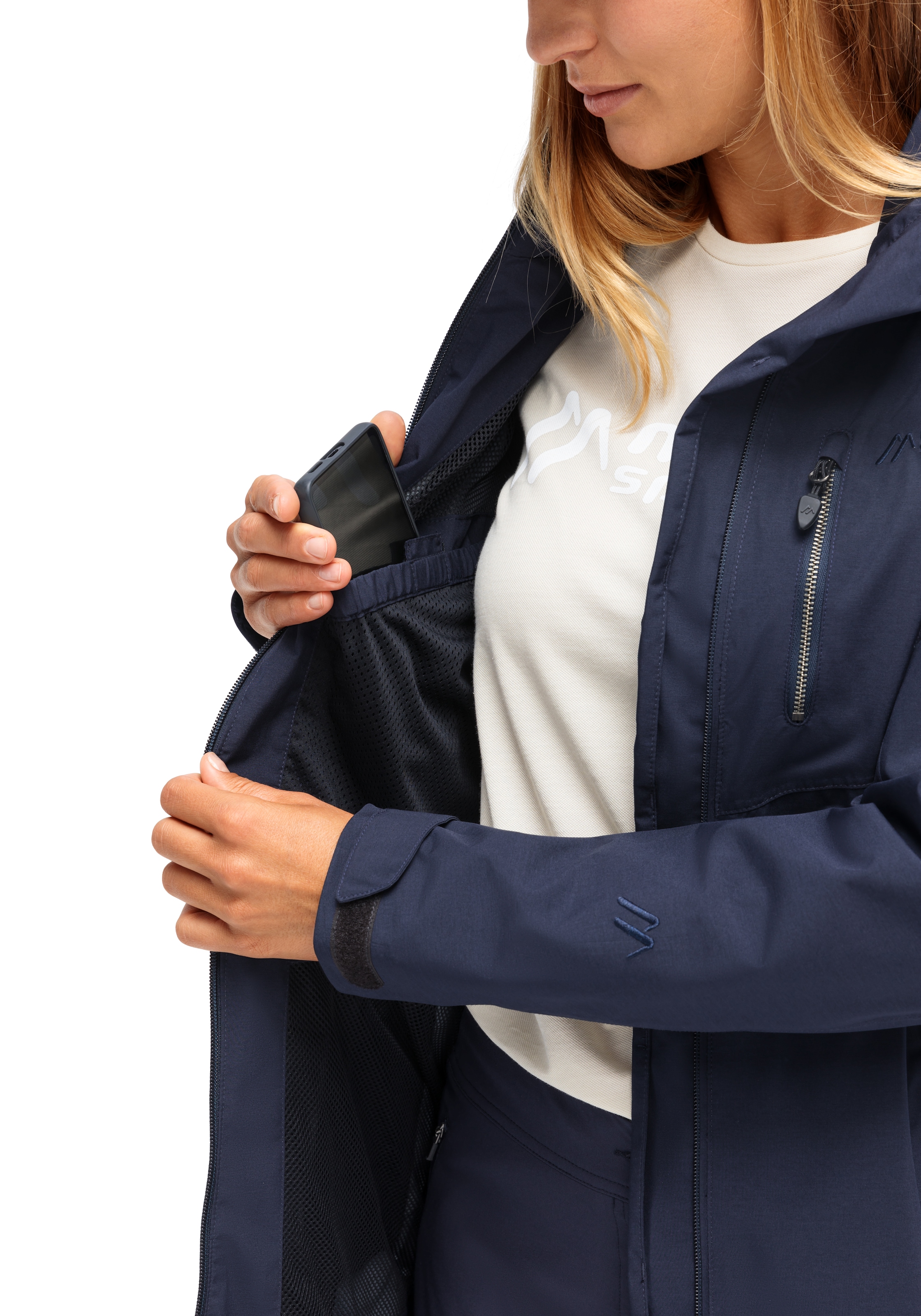 Maier Sports Outdoorjacke »Perdura rec W«, Damen Funktionsmantel, wasserdichter Mantel mit Kapuze, Wanderjacke