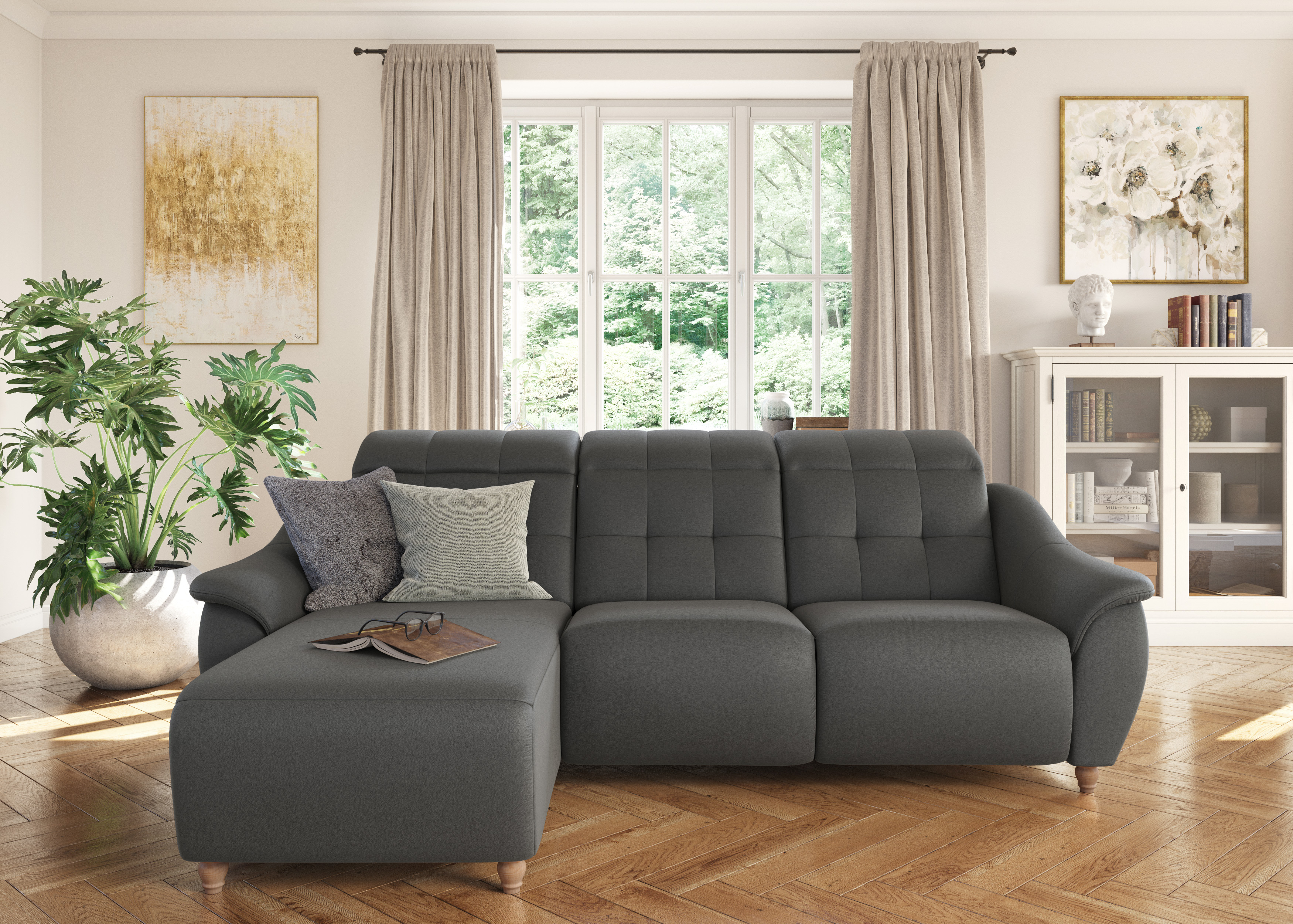 Home affaire Ecksofa "Boston L-Form" Kopfteilverstellung an jeder Sitzfläche, wahlweise Relaxfunktion