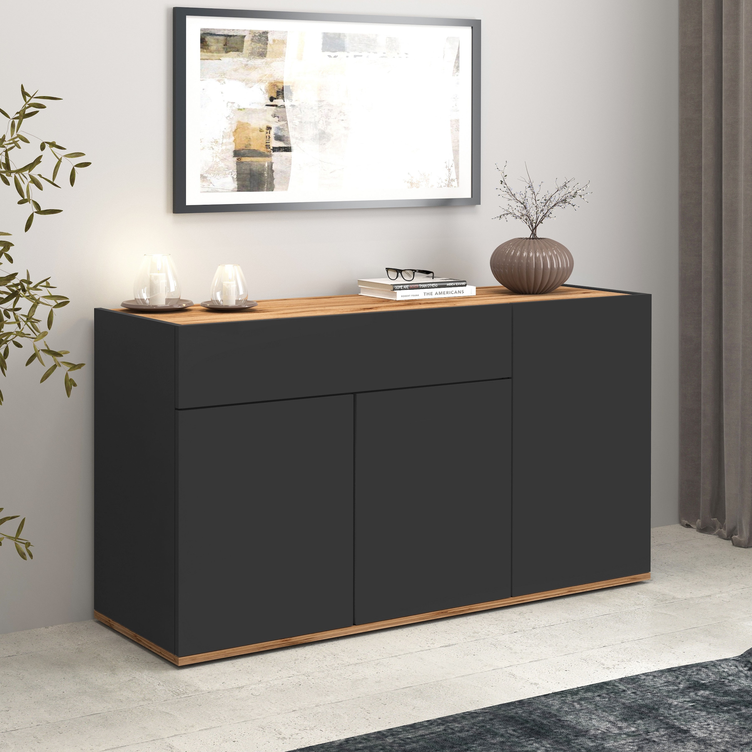 INOSIGN Sideboard »Garda, Kommode, Schrank, Kredenz«, 3 Türen, 1 Schublade, grifflos Breite 120,1 cm