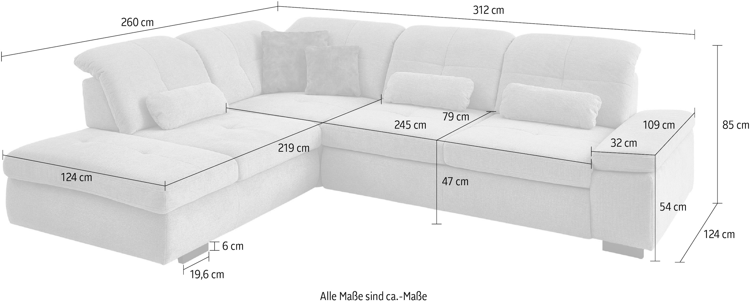 Die PlanBar Ecksofa »MP-IN16012 L-Form mit Federkern-Polsterung«, inkl. Sitztiefenverstellung, optional mit Funktionen