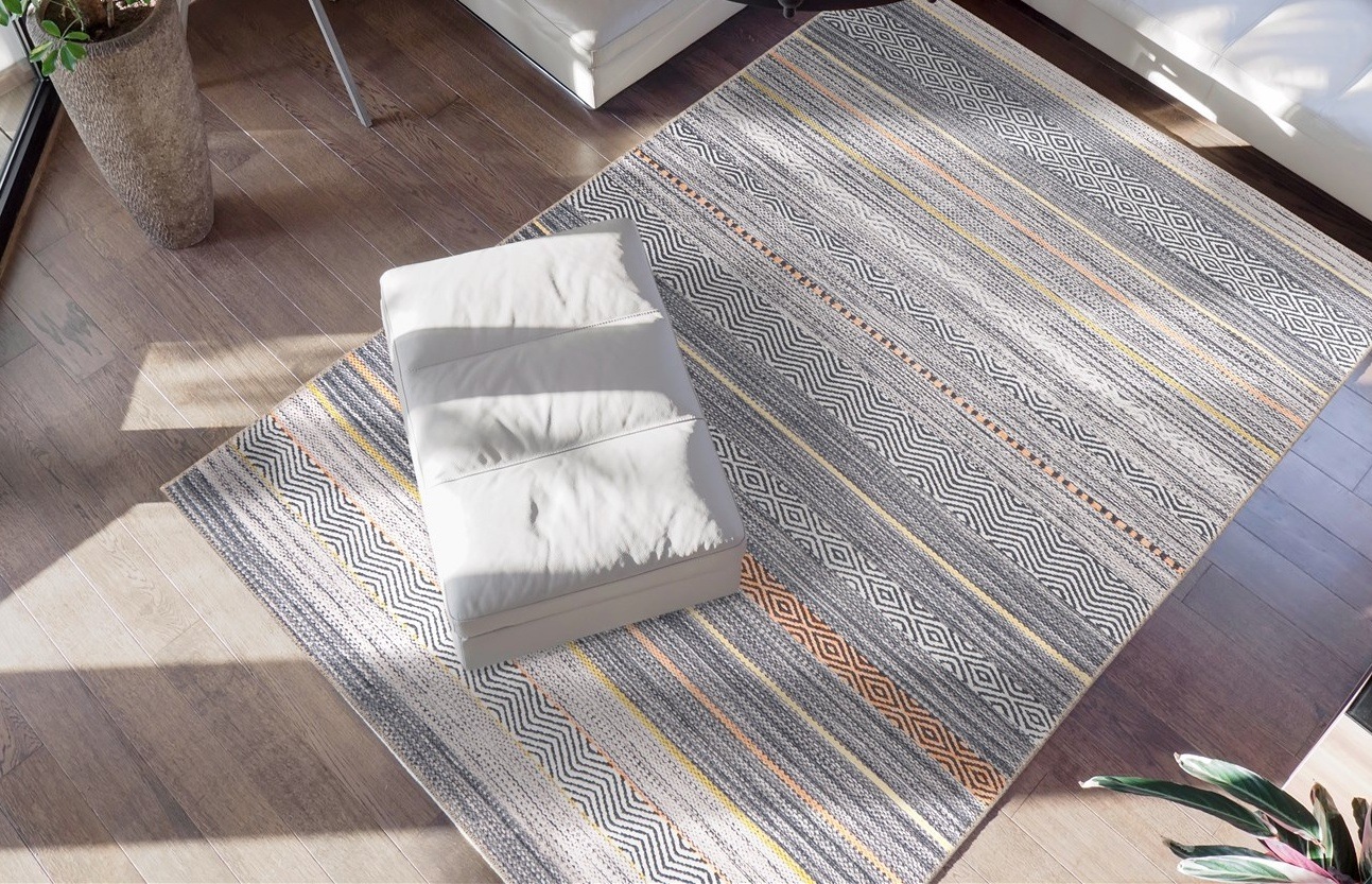 me gusta Teppich »Faye 1125«, rechteckig, 6 mm Höhe, Flachgewebe, gedrucktes Motiv, Wohnzimmer, Esszimmer