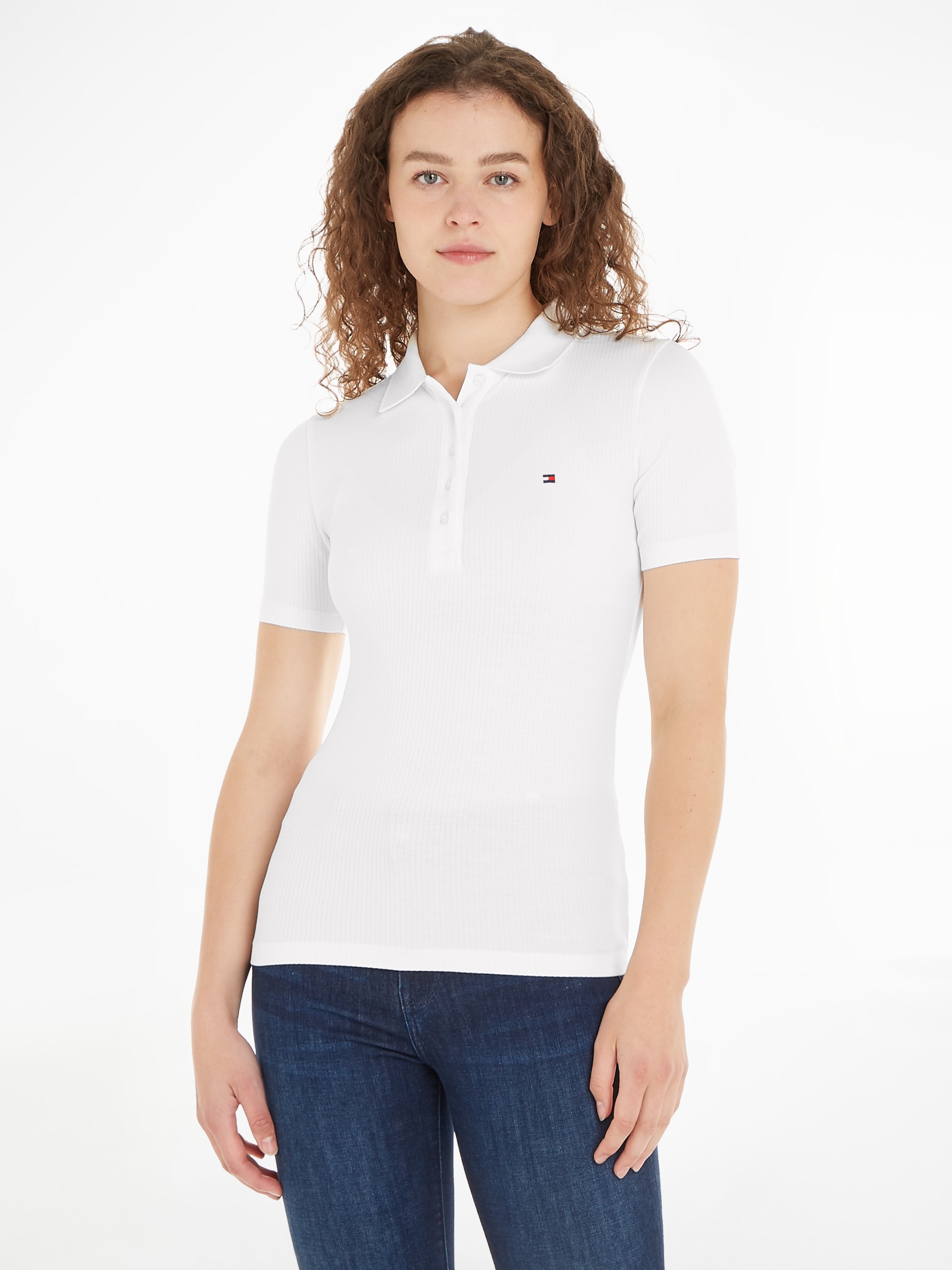 RIB BAUR Poloshirt Tommy online mit POLO«, 5X2 »SLIM Knopfleiste | Hilfiger kaufen langer