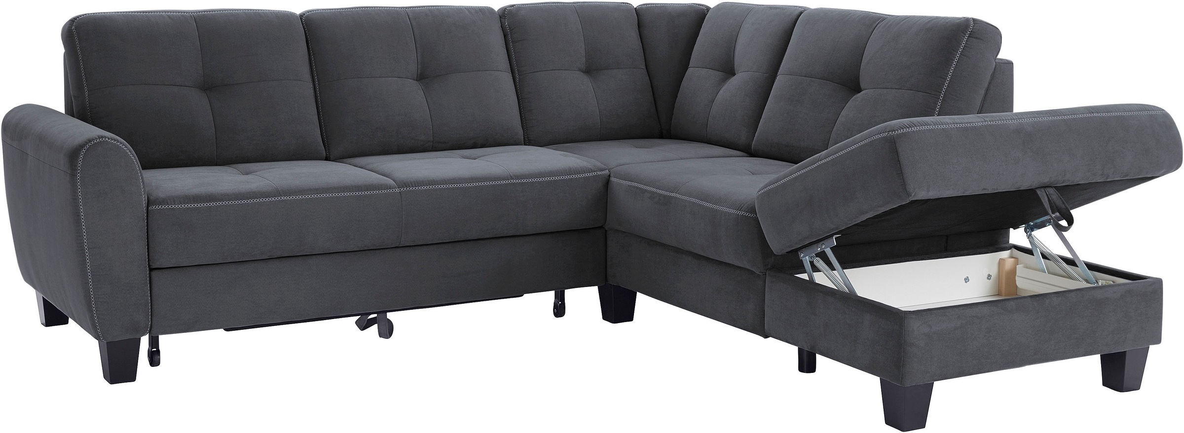 sit&more Ecksofa »Varese L-Form«, mit Federkern, wahlweise mit Bettfunktion und Stauraum
