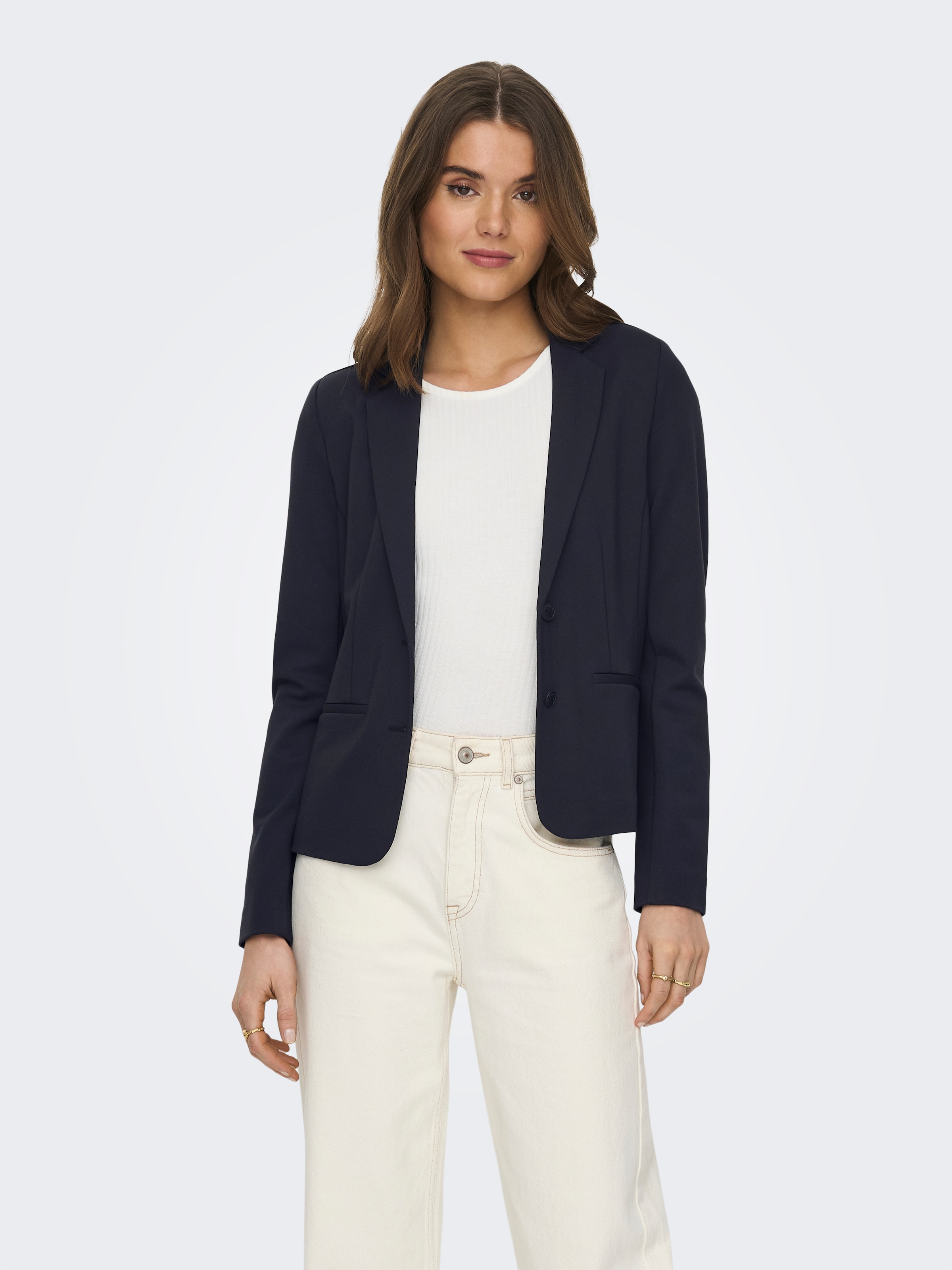 ONLY Jerseyblazer »ONLPOPTRASH – 2-Knopf Blazer mit taillierter Silhouette«, regular fit, Milano Rib, Materialmix, Reverskragen, unifarben