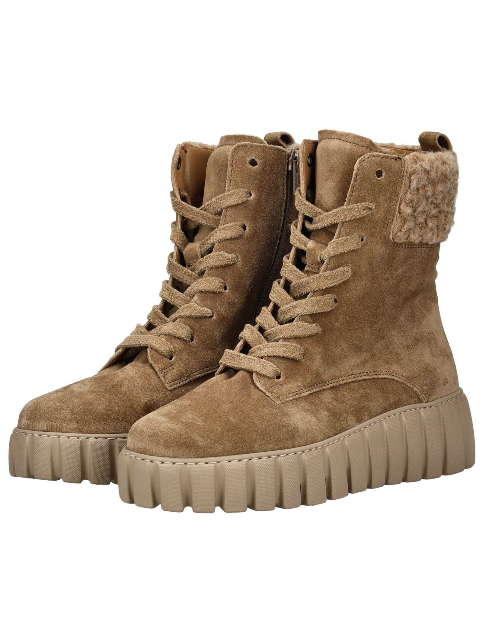Schnürstiefelette GABOR COMFORT "Gabor Comfort Stiefelette Veloursleder", Damen, Gr. 43, braun (camel), Veloursleder, Schuhe Schnürstiefelette 3
