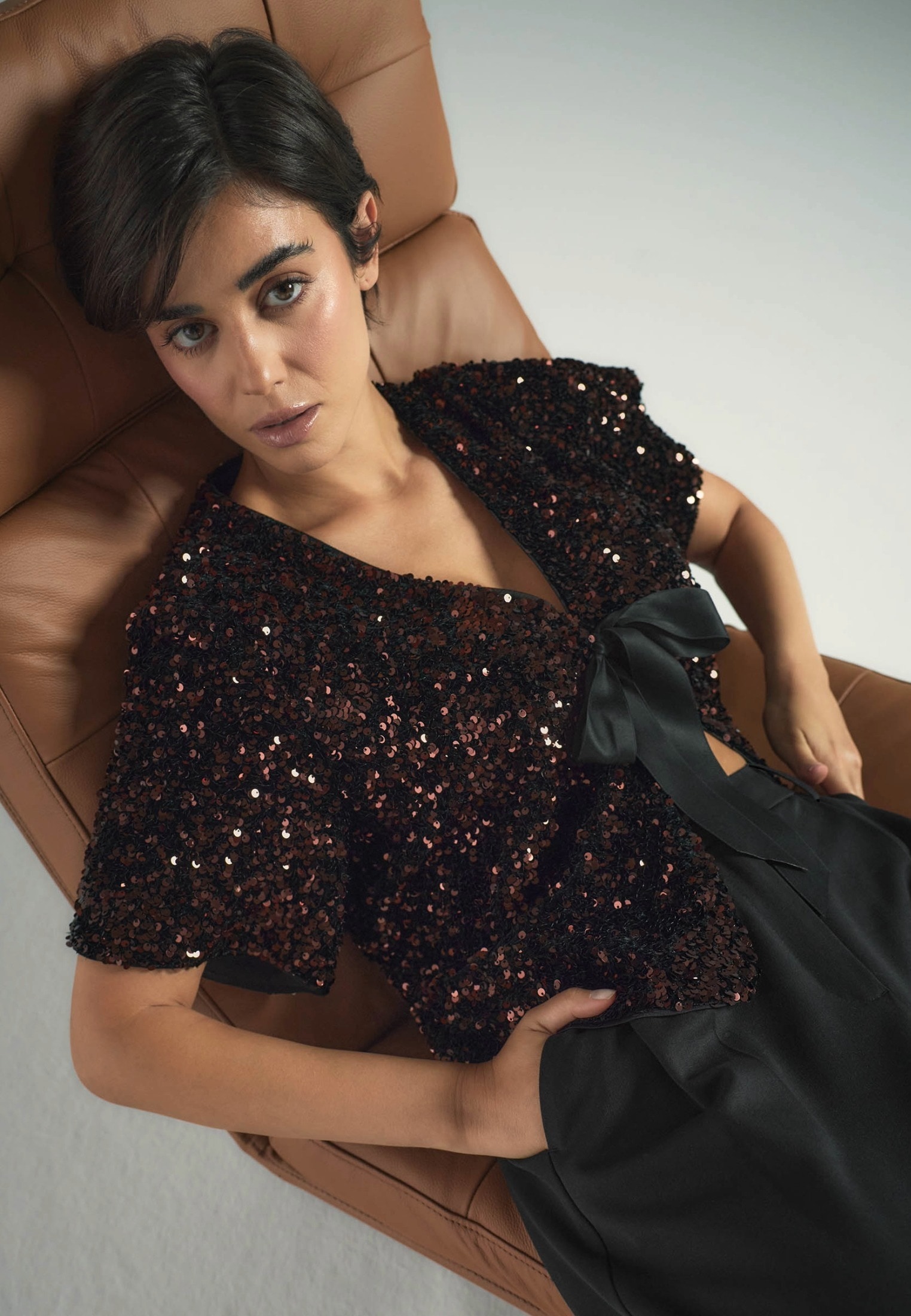 Zero Jackenblazer »Damen mit Pailletten«, Bindedetail
