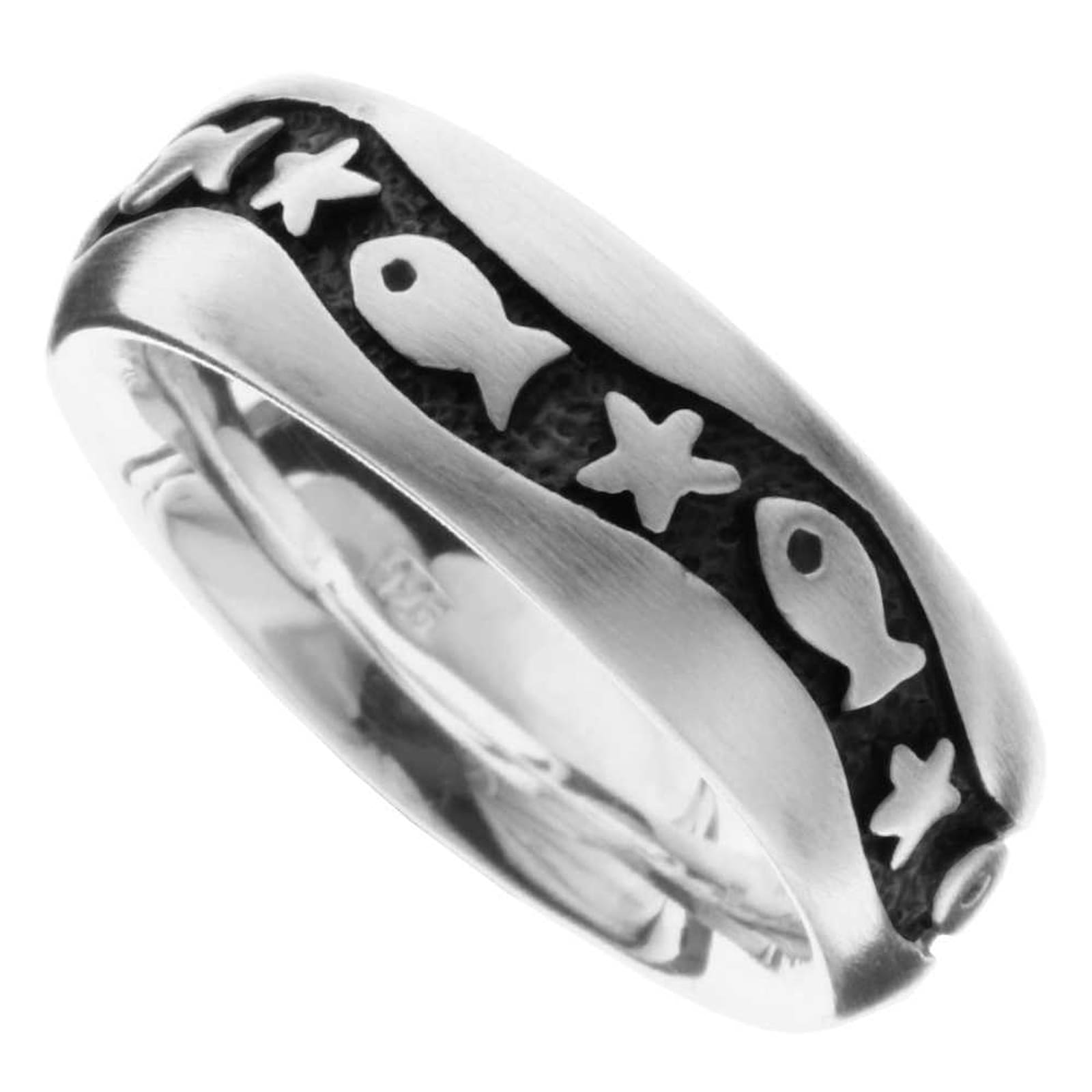 Ostsee-Schmuck Fisch & Stern Ring Silber 62