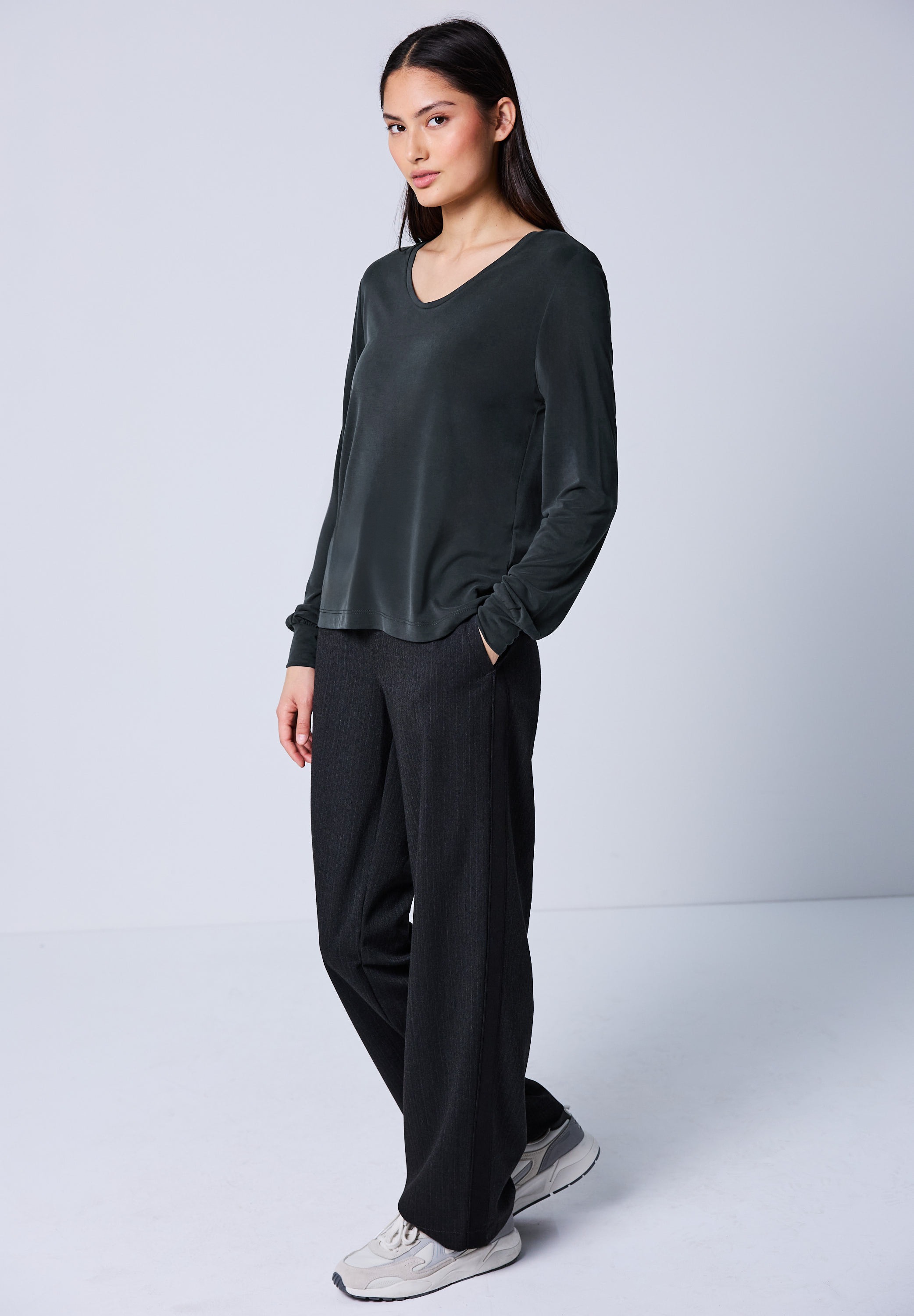 Thumbnail - STREET ONE STUDIO Langarmshirt in Unifarbe