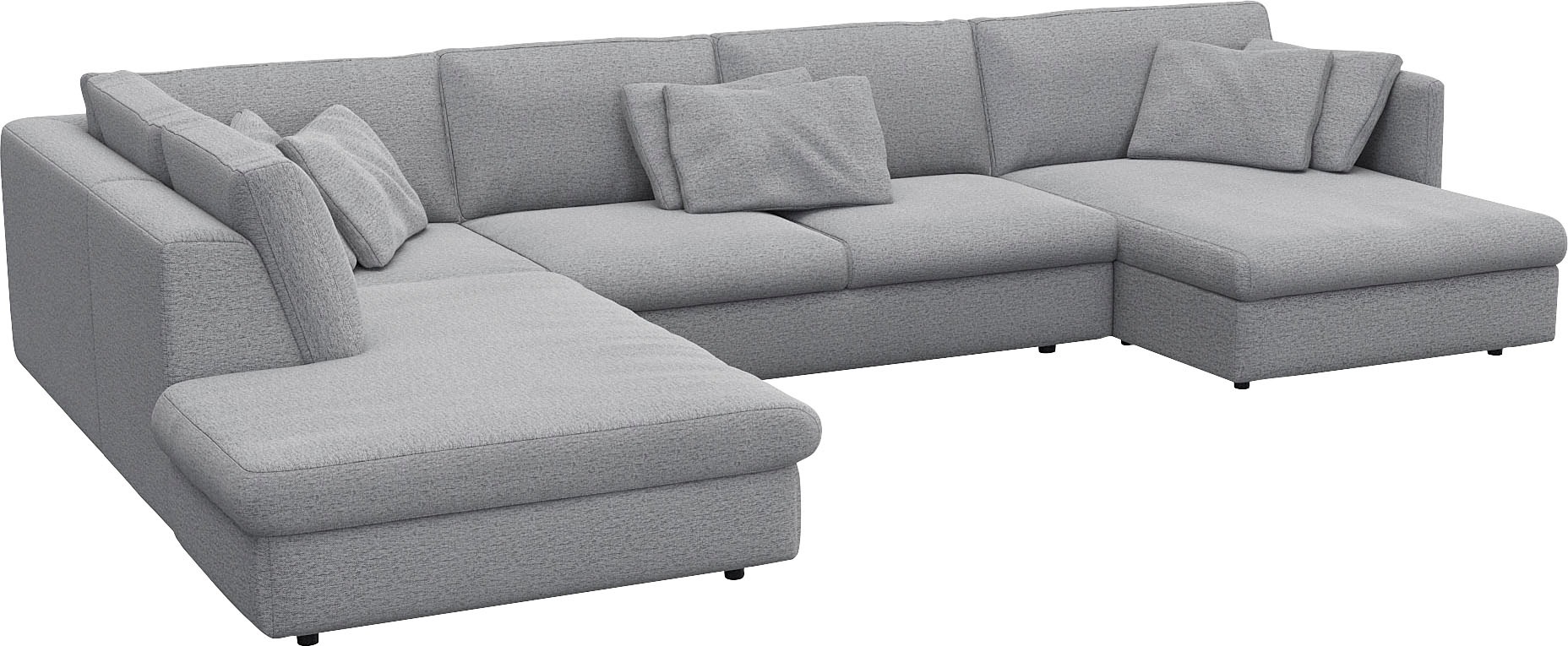 FLEXLUX Wohnlandschaft »Lovane, u-Form, bequem und komfortabel«, Weich & anschmiegsam, große Sitztiefe auf Kaltschaum, Dekokissen inkl.
