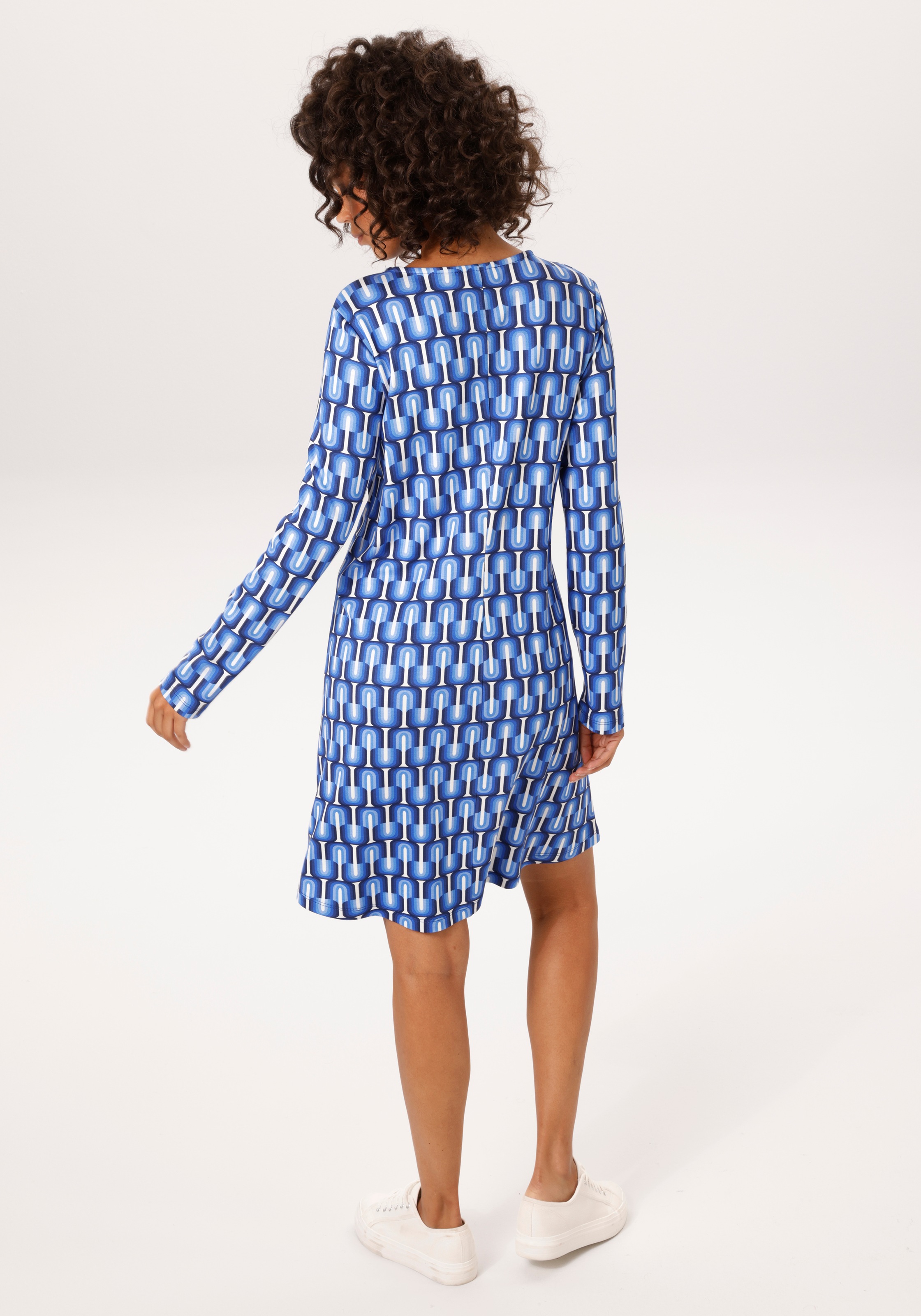 Thumbnail - Aniston CASUAL A-Linien-Kleid mit farbharmonischem Retro-Druck - NEUE KOLLEKTION