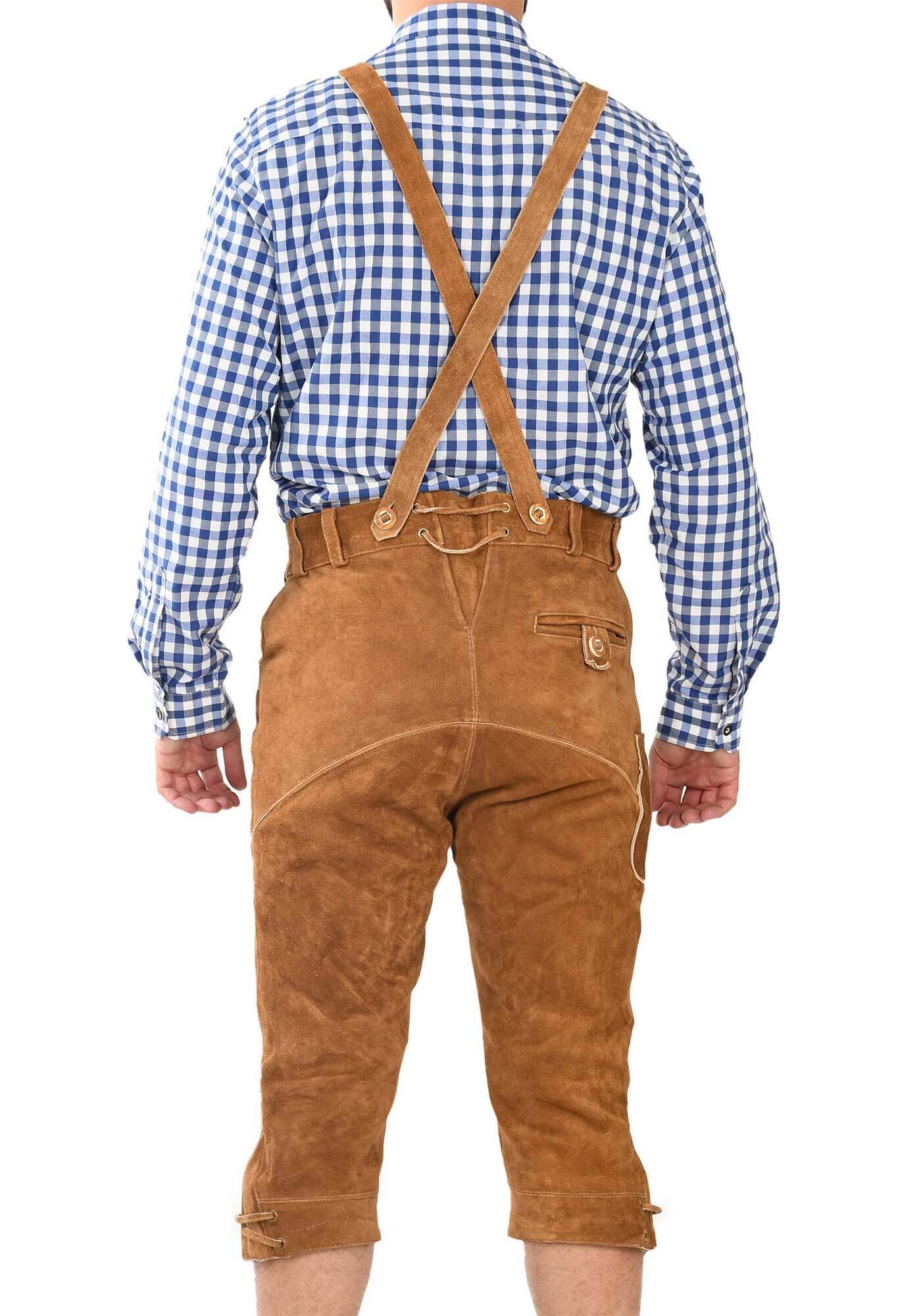 Alessandro Salvarini Trachtenlederhose »ASGustl«, Lederhose in Trachtenstil mit Stickerei und Trägern aus Echtleder