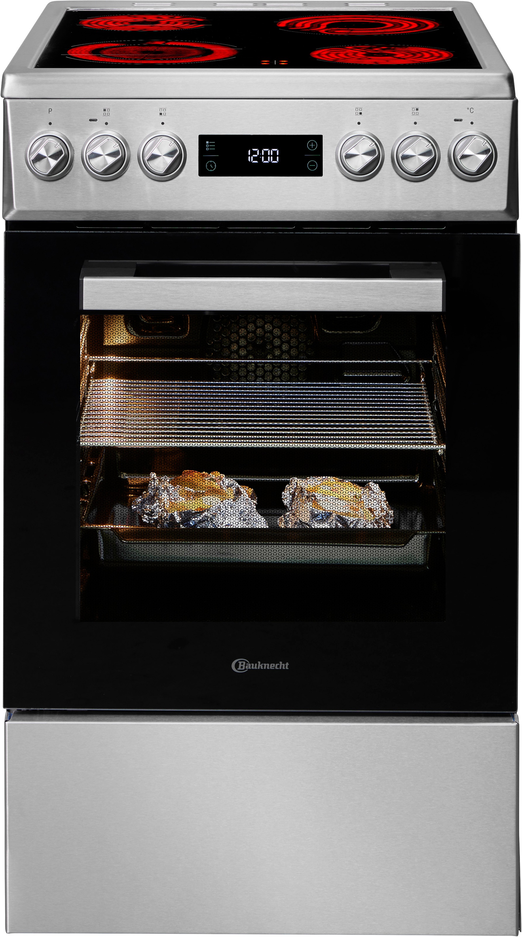 BAUKNECHT Elektro-Standherd "B5V8LMX", Energieeffizienz: A (A+++-D), silber (edelstahl), Herdsets, Heißluftbackofen mit 8 Funktionen und Hydrolyse-Reinigungsfunktion 3