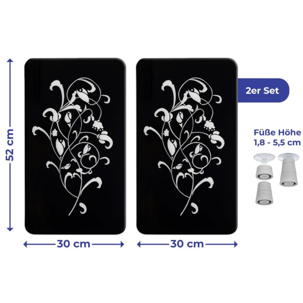 Maximex Herd-Abdeckplatte »Ornamento Nero«, (Set, 2 tlg., 2-er Set)