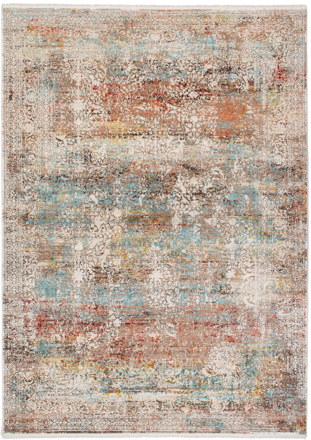 Teppich OCI DIE TEPPICHMARKE "BESTELLER CAVA", bunt (multi), B:200cm H:8mm L:250cm, Viskose, Teppiche, Teppich, Glanz Viskose, mit Fransen, Hoch Tief Struktur, Vintage, Wohnzimmer 2